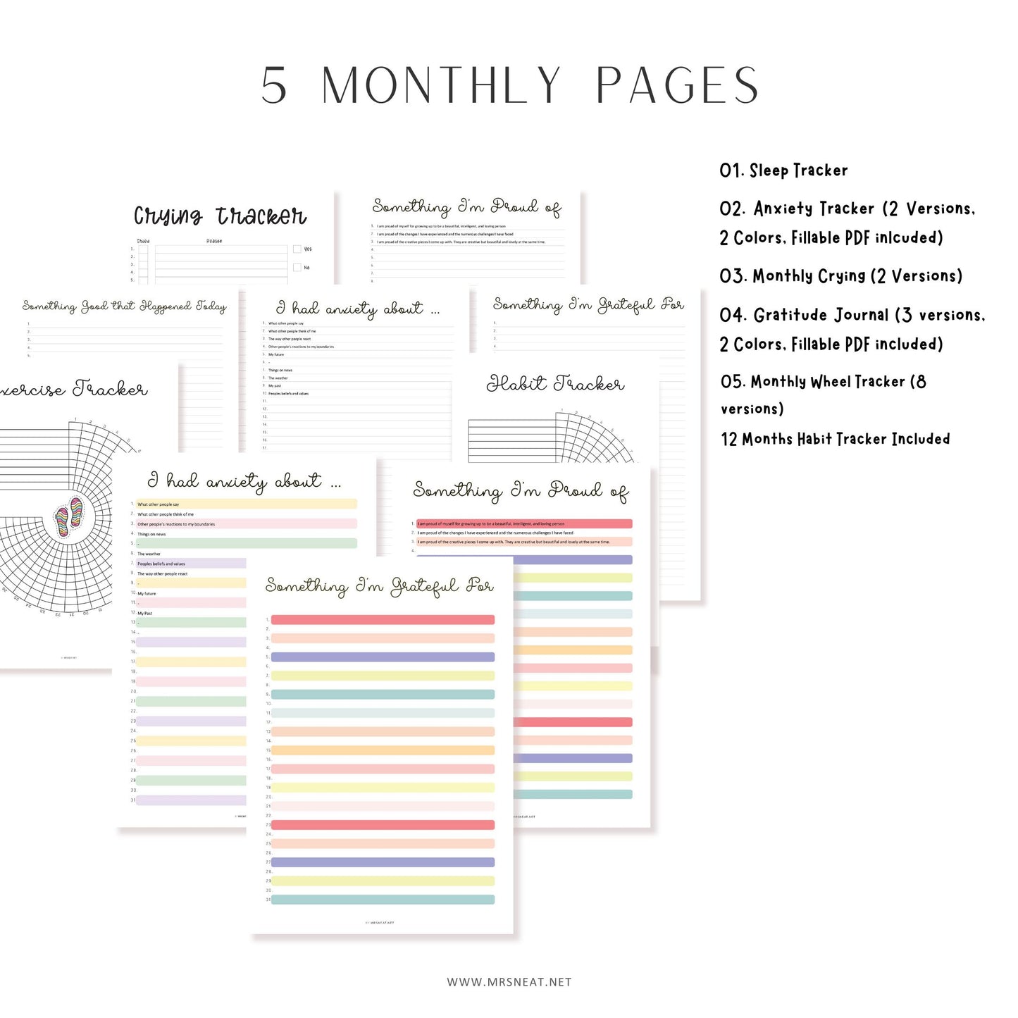 Monthly and Yearly Journal Bundle, 40 pages yearly tracker, 5 pages monthly tracker, 12 months habit tracker included, A4, A5, Letter, Half Letter, PDF Fillable, Digital Planner, Printable Planner, Instant Download