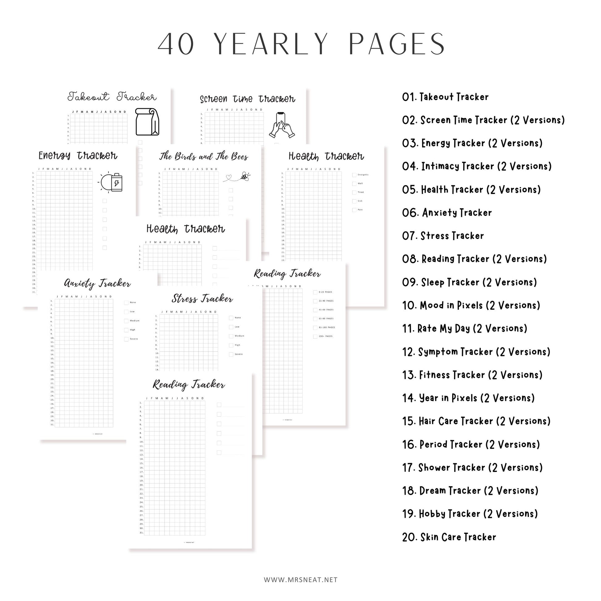 Monthly and Yearly Journal Bundle, 40 pages yearly tracker, 5 pages monthly tracker, 12 months habit tracker included, A4, A5, Letter, Half Letter, PDF Fillable, Digital Planner, Printable Planner, Instant Download