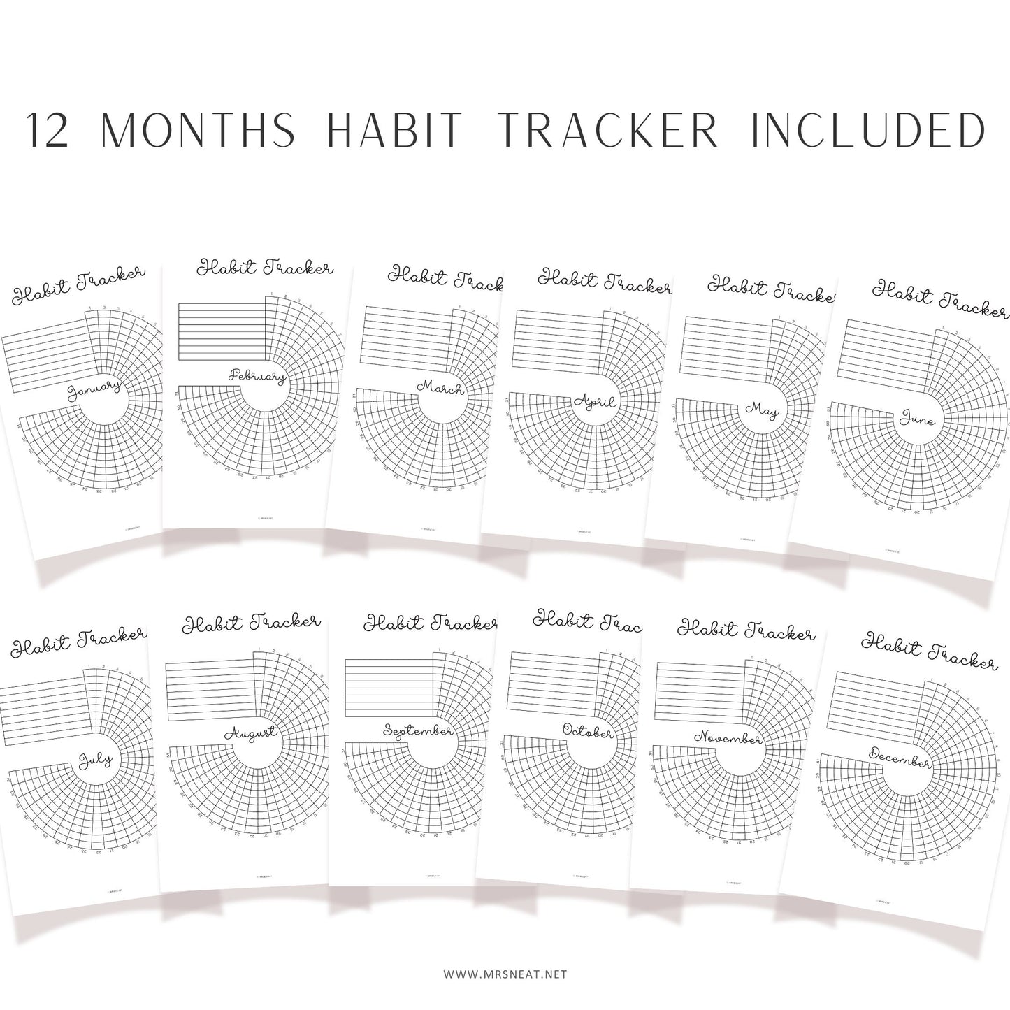 Monthly and Yearly Journal Bundle, 40 pages yearly tracker, 5 pages monthly tracker, 12 months habit tracker included, A4, A5, Letter, Half Letter, PDF Fillable, Digital Planner, Printable Planner, Instant Download