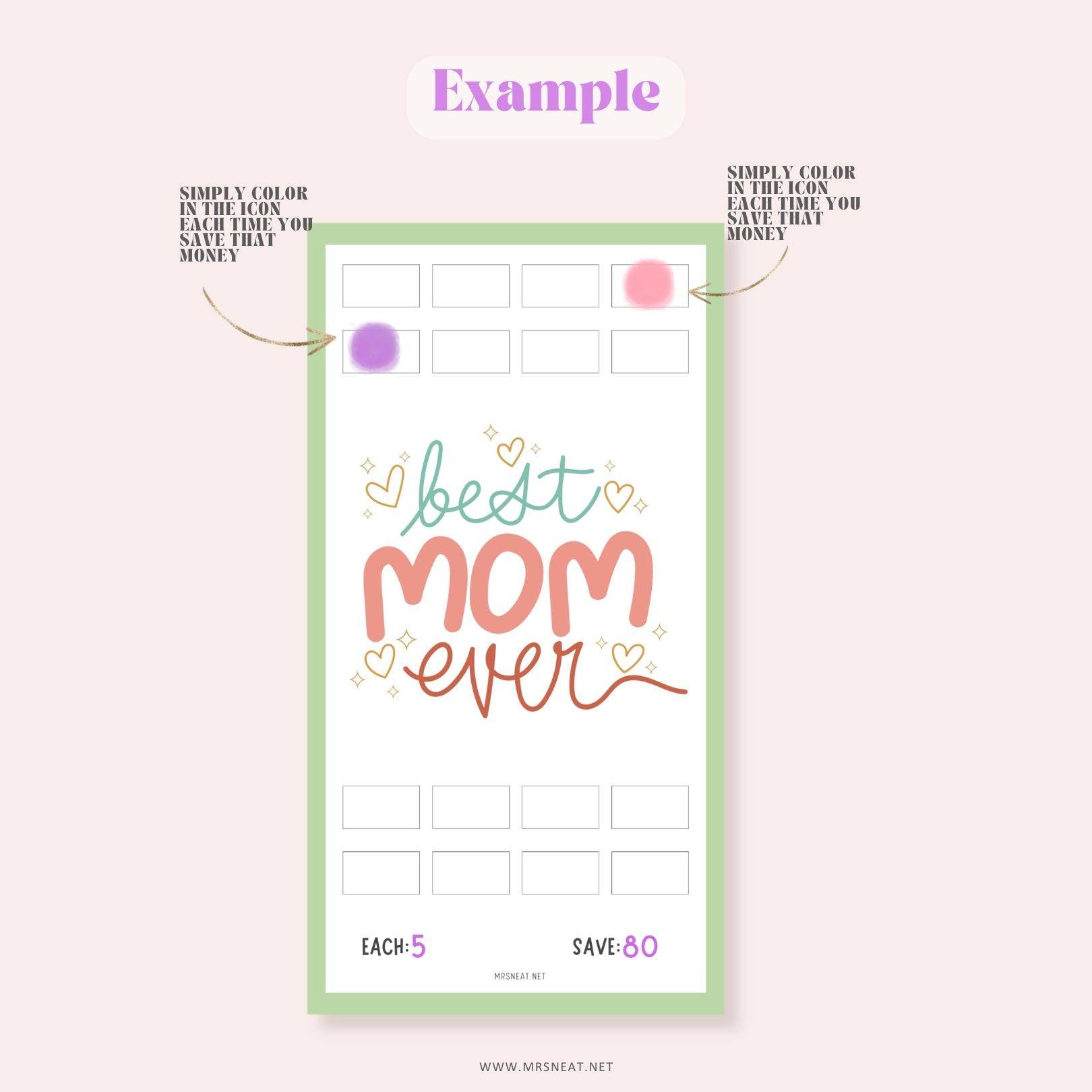 Mother Day Fund Savings Challenge PRINTABLE, A6, 4 Challenges, 4 versions