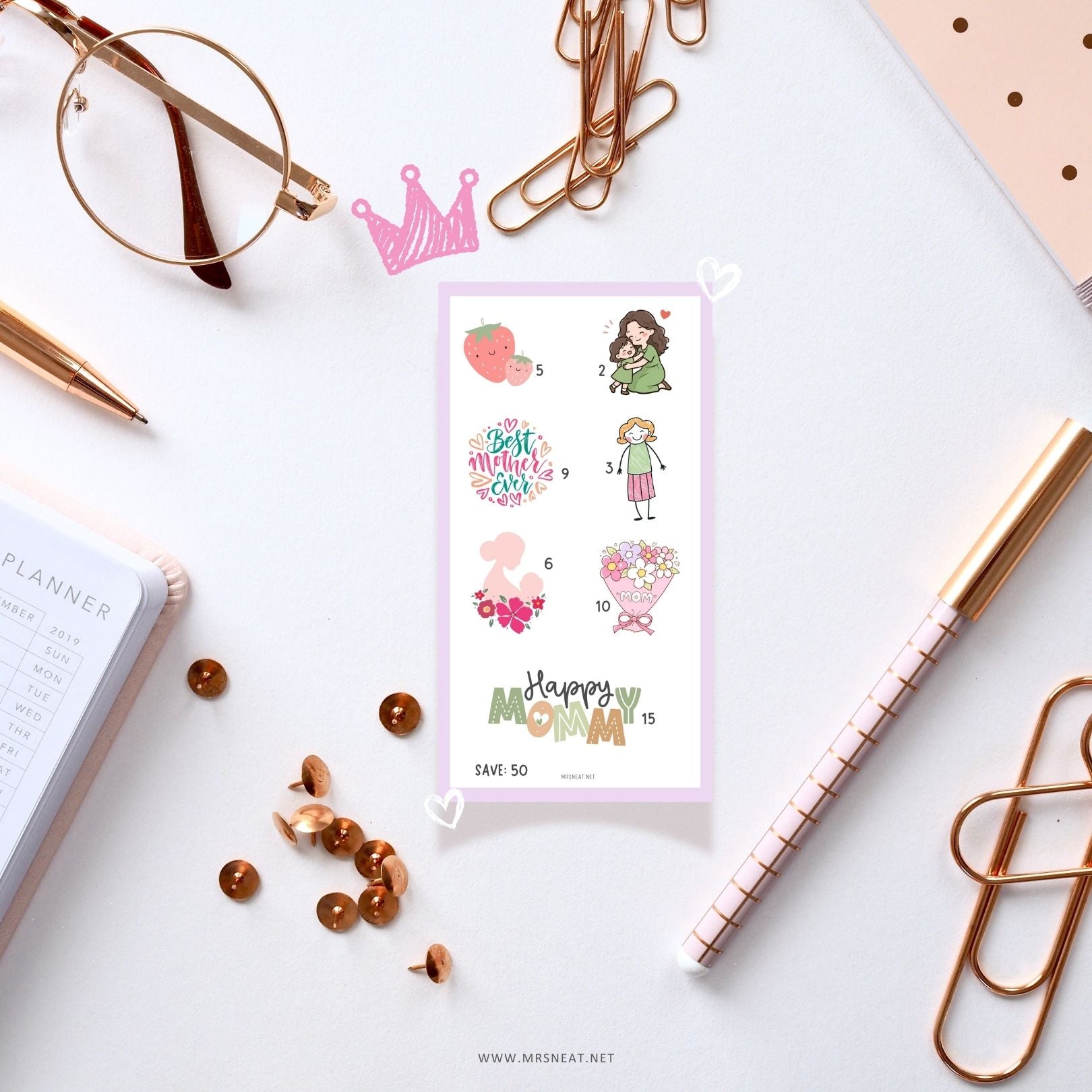 Mother Day Fund Savings Challenge PRINTABLE, A6, 4 Challenges, 4 versions