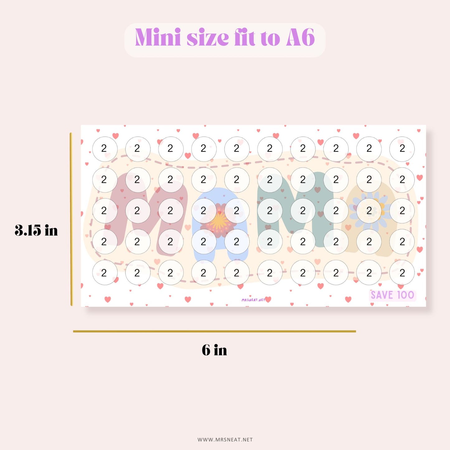 Mother Day Savings Challenge, Save 1050, A6, 6 Challenges, Colorful, Gift for Mother, Gift for Mommy