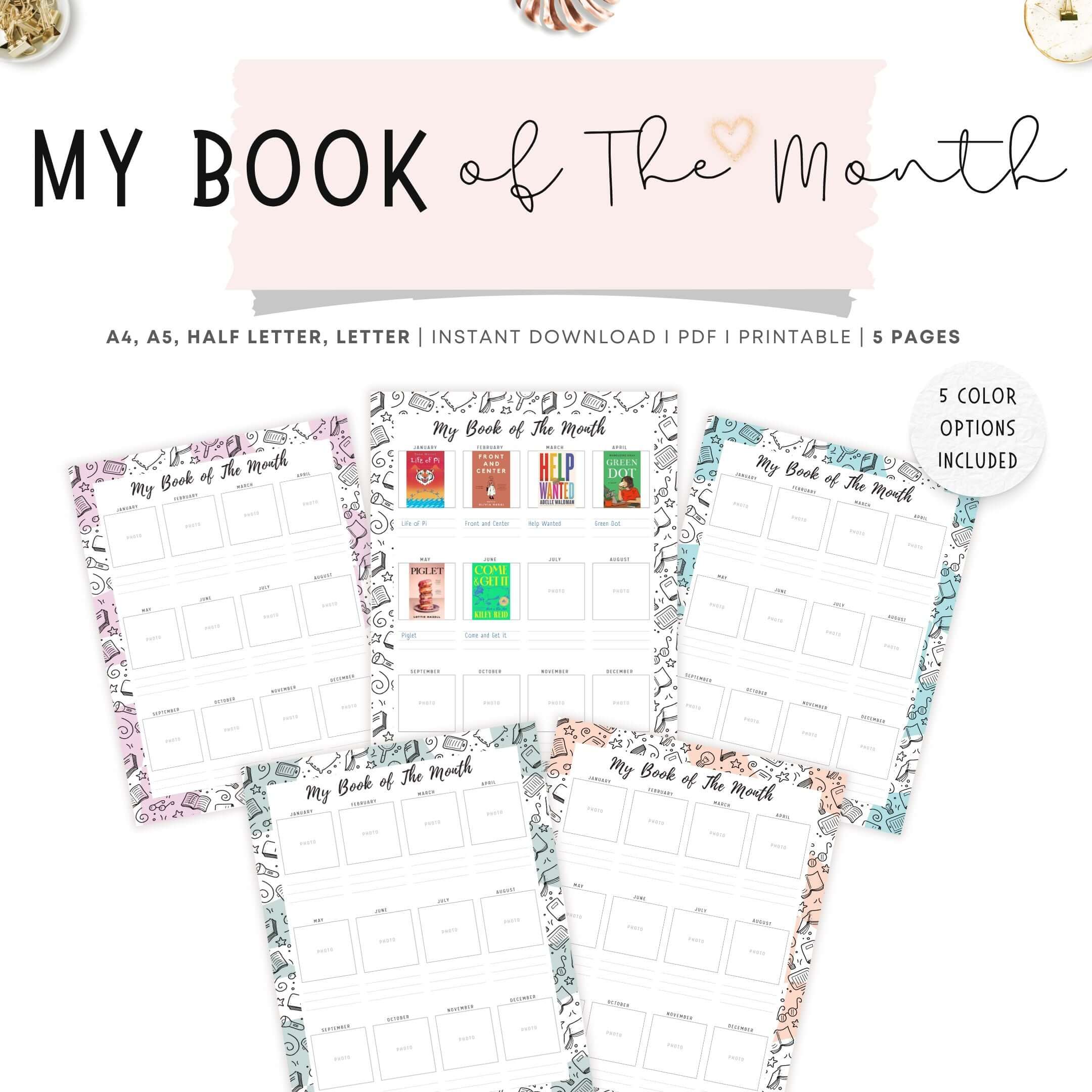 My Book of The Month Template Printable – mrsneat