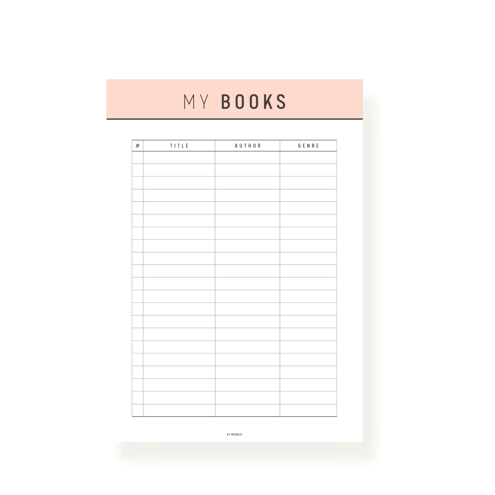 My Books List Template Printable - M220 – mrsneat