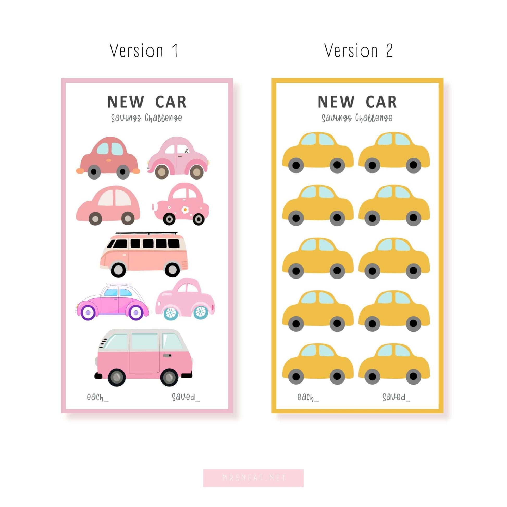 A6 New Car Money Savings Challenge Printable Template PDF, Colorful