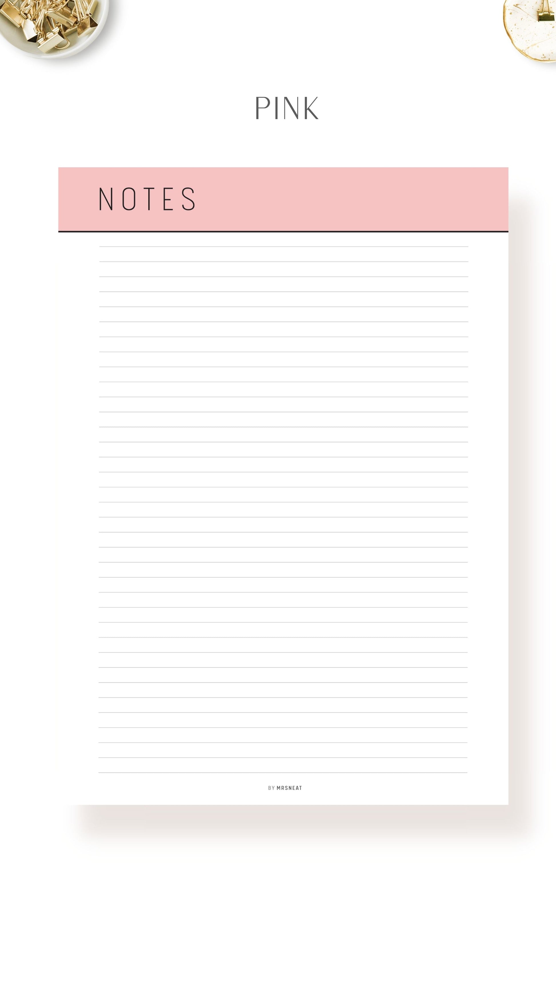 Printable Notes Page Template