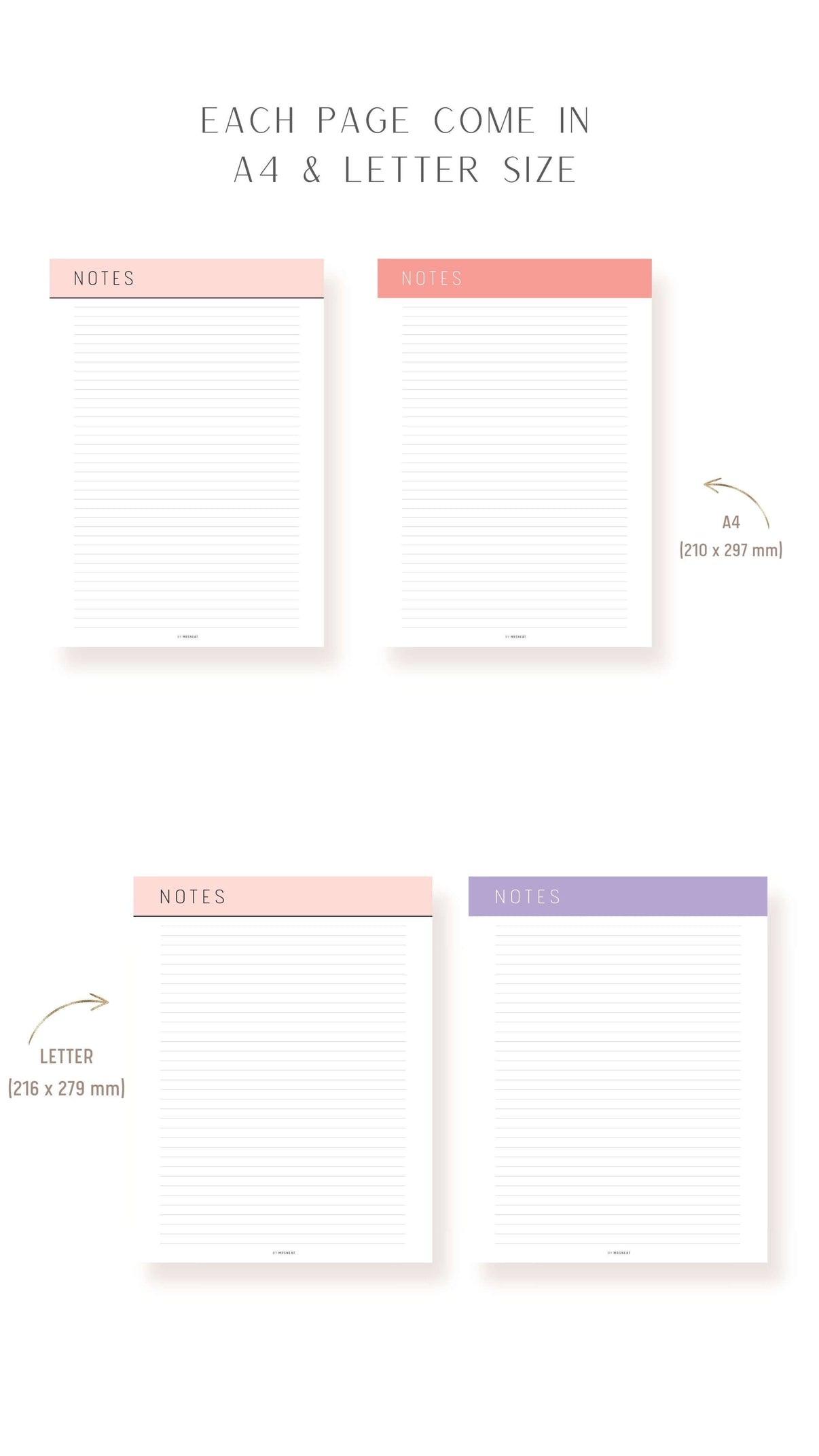 Printable Notes Page Template – mrsneat