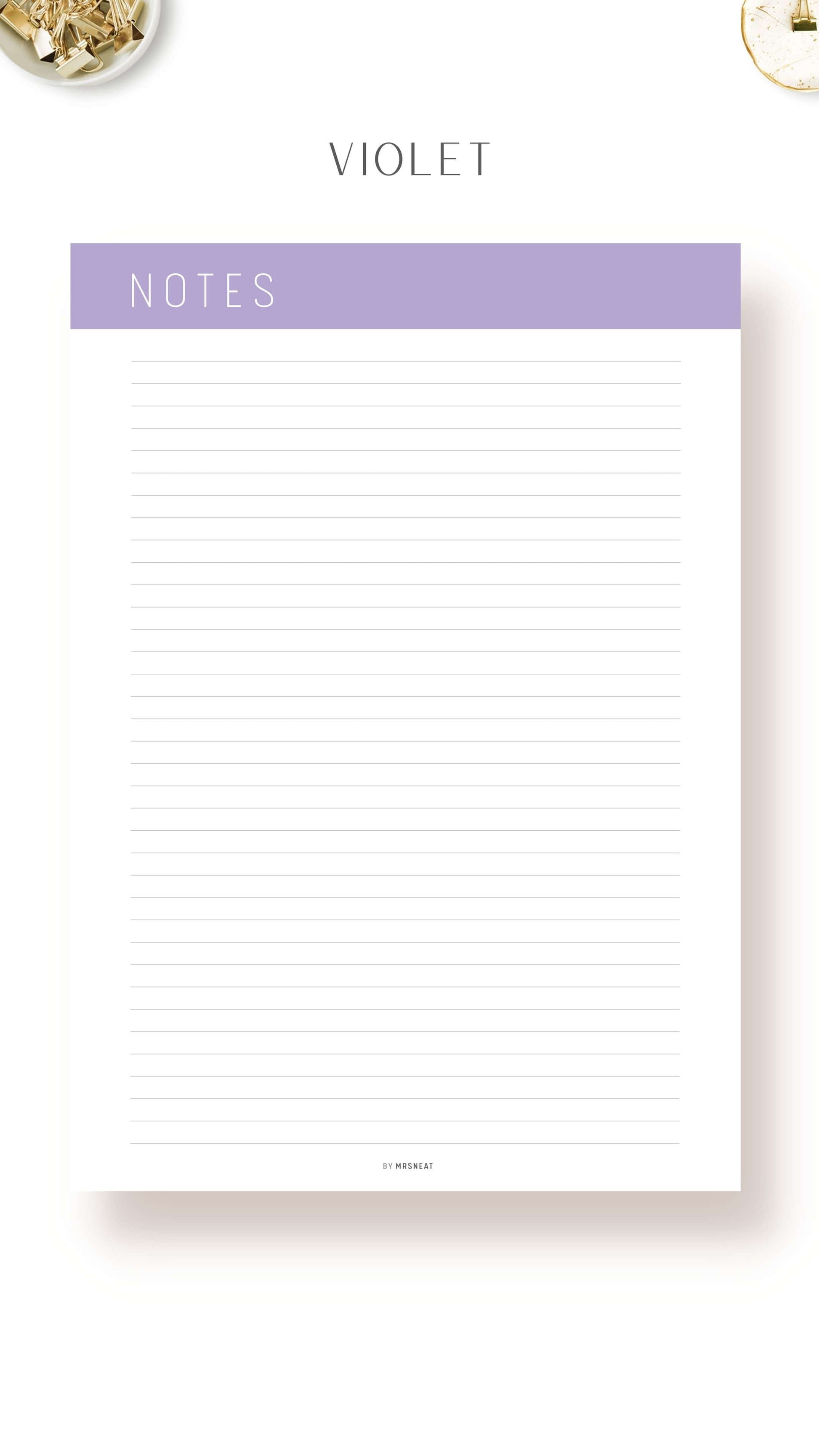 Printable Notes Page Template