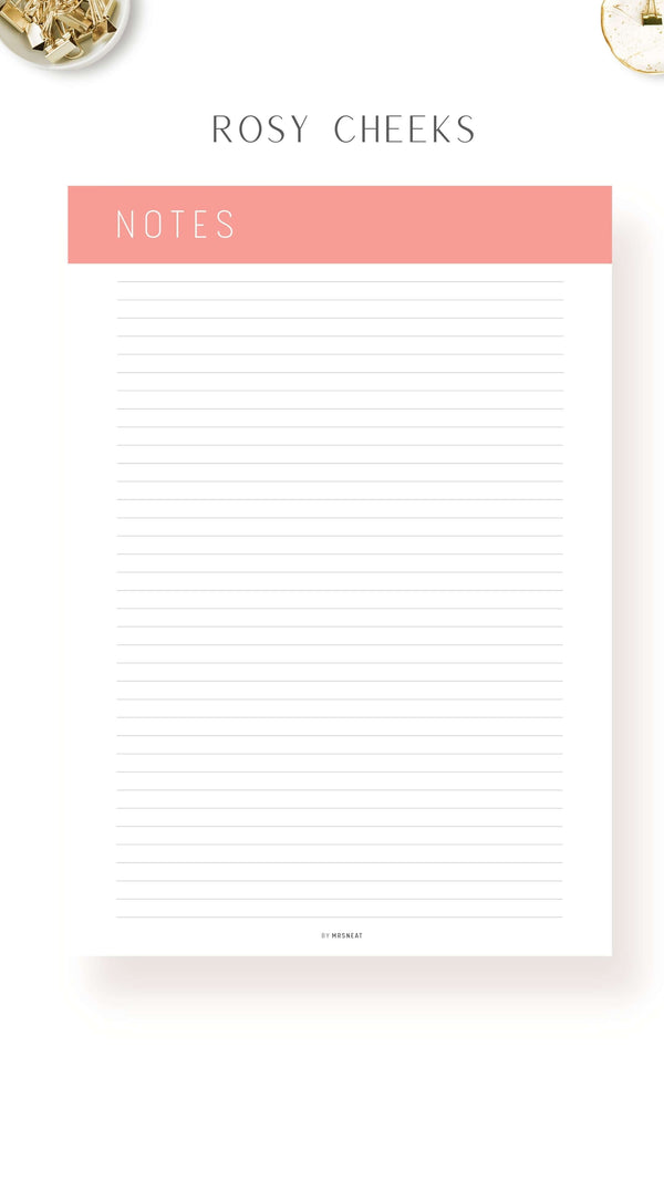 Printable Notes Page Template Mrsneat