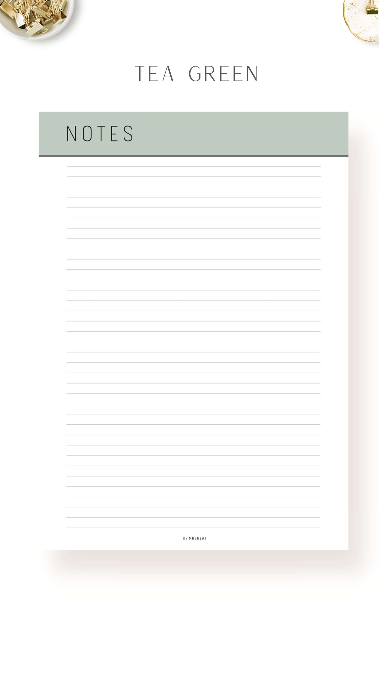 Printable Notes Page Template - M254 – mrsneat