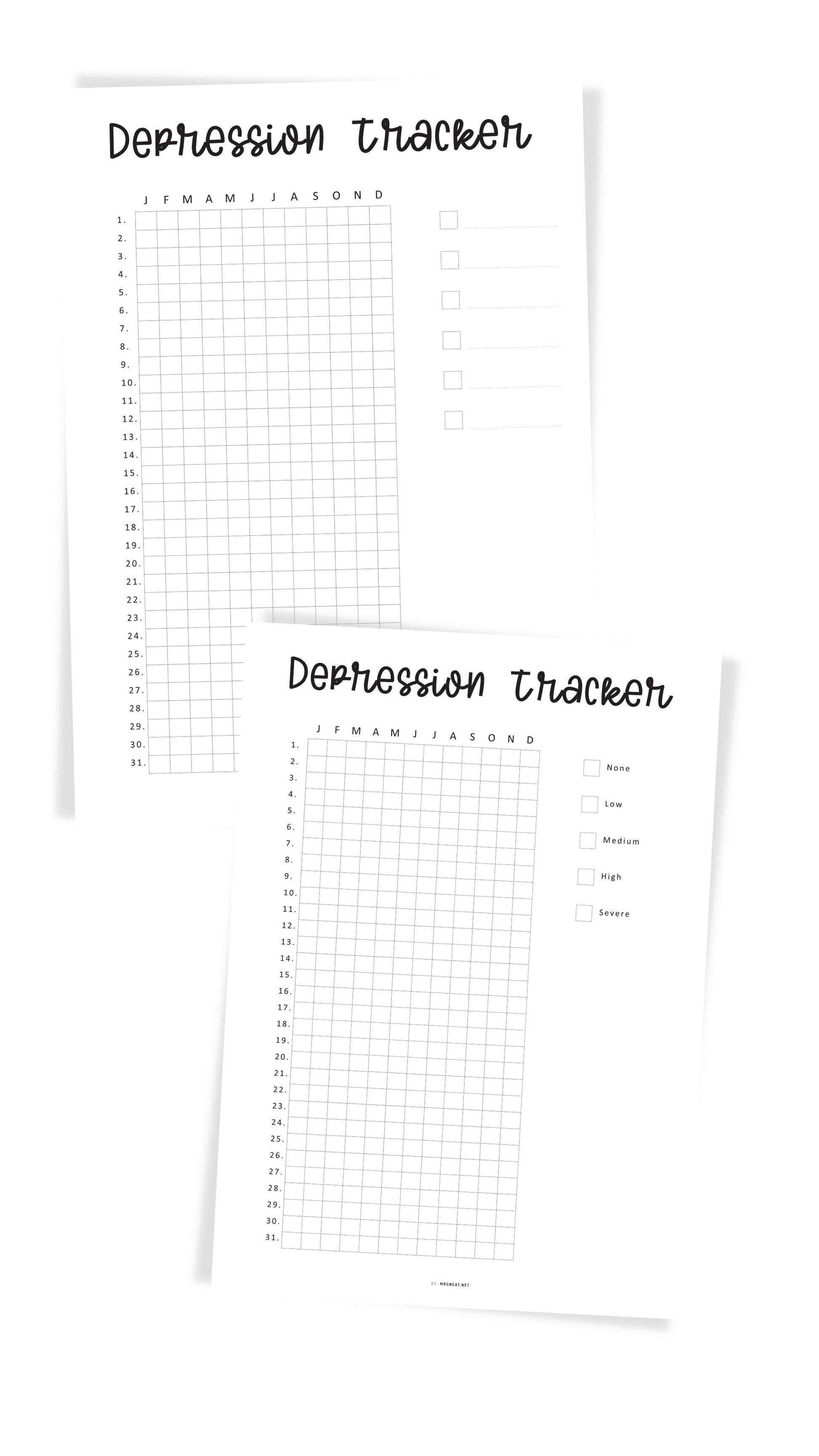 One Year Depression Tracker Printable PDF