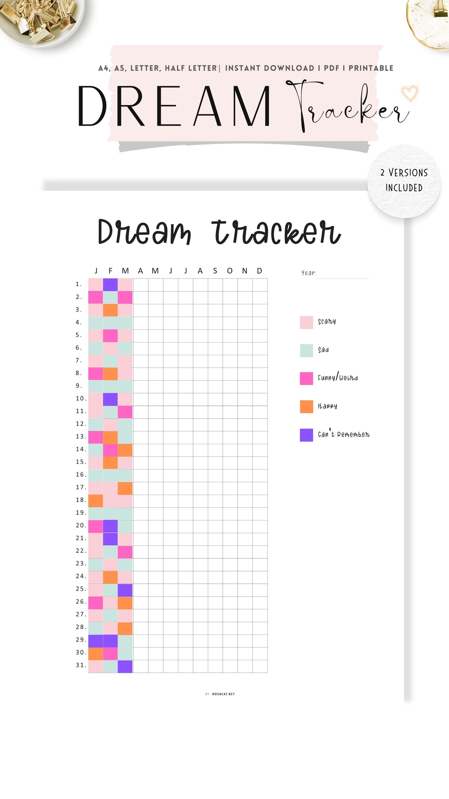 One Year Dream Tracker Journal Template PDF