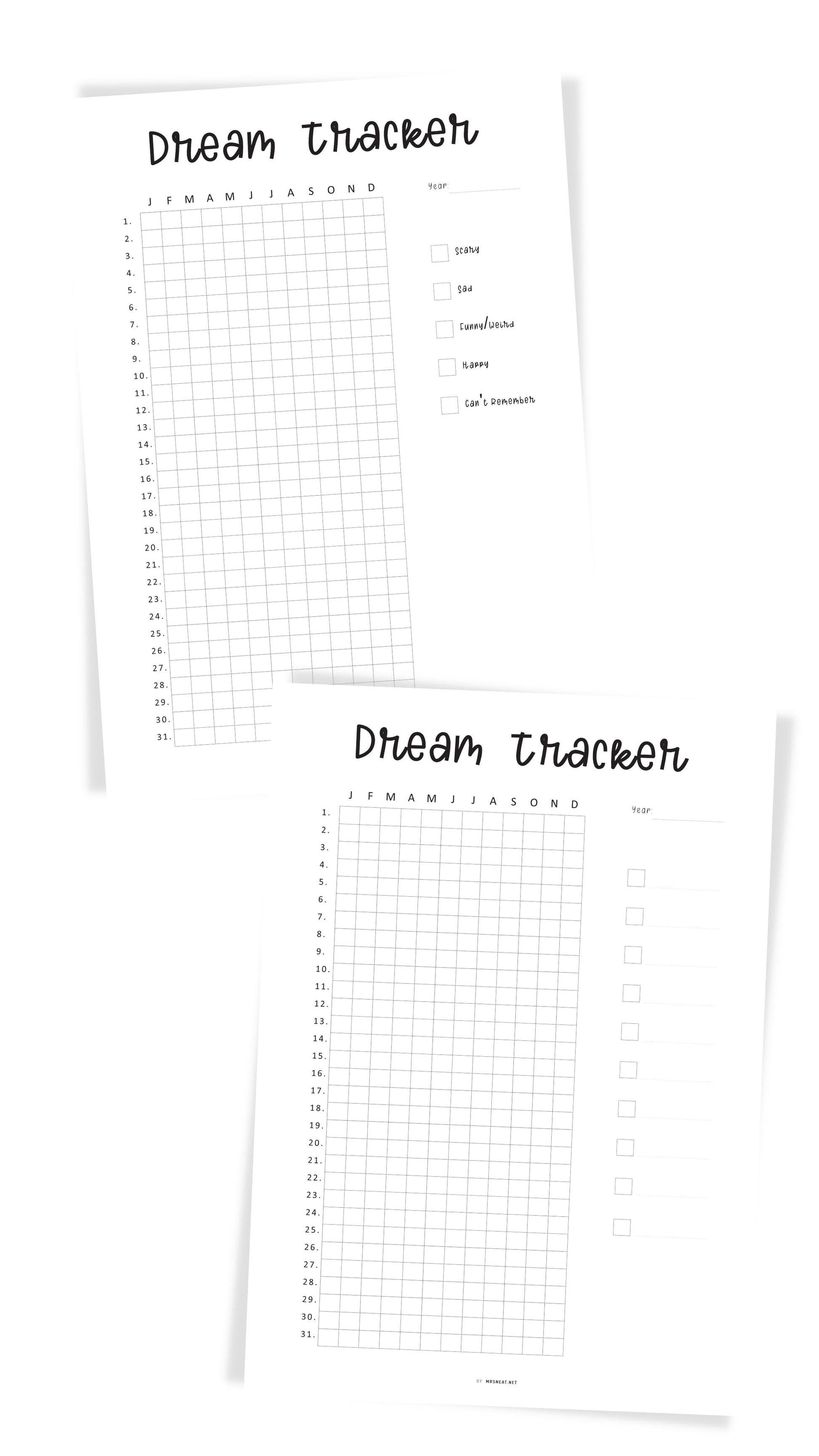 Daily Dream Tracker Template Printable PDF