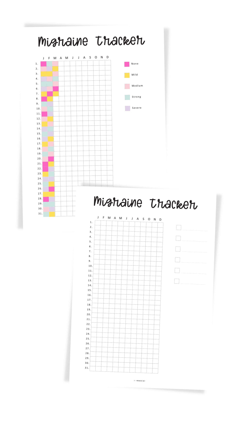 One Year Migraine Tracker Printable - M340 – mrsneat