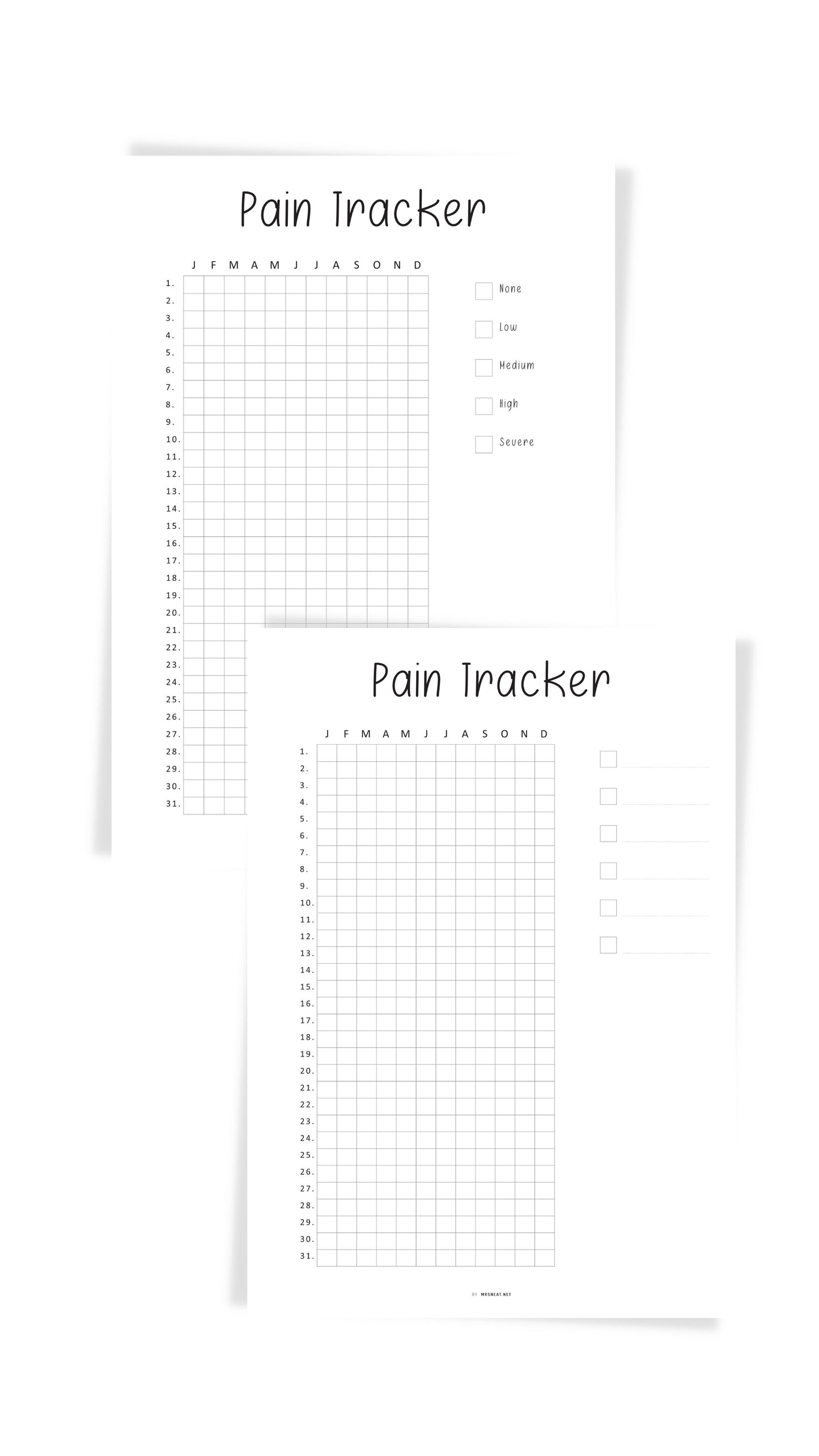 Pain Tracker Template Printable