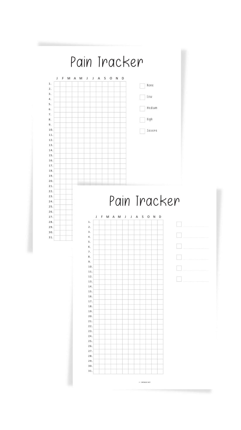 Pain Tracker Template Printable - M343 – mrsneat