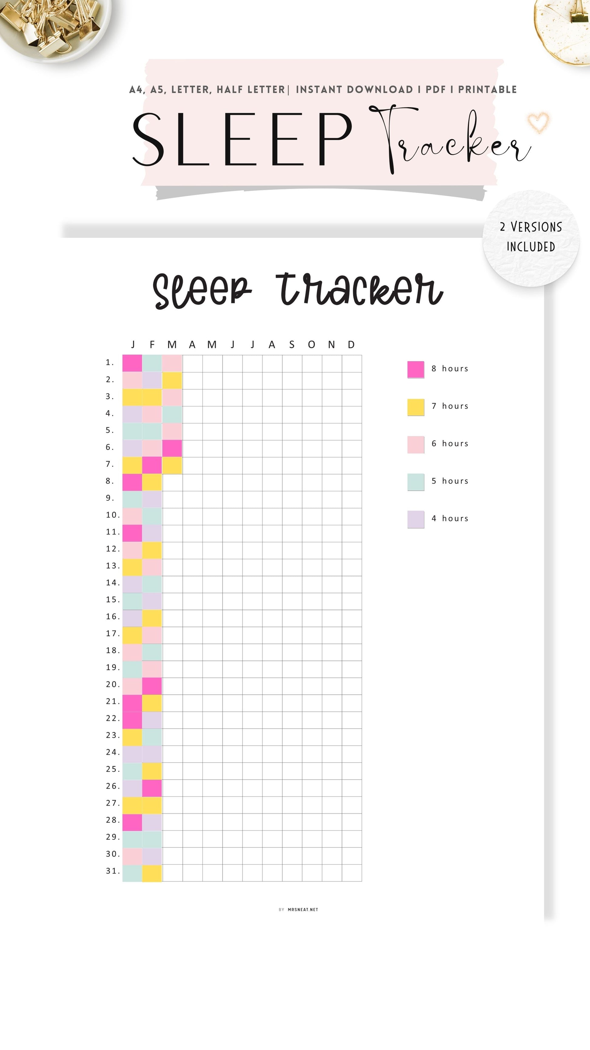 Minimalist Daily Sleep Tracker Template PDF