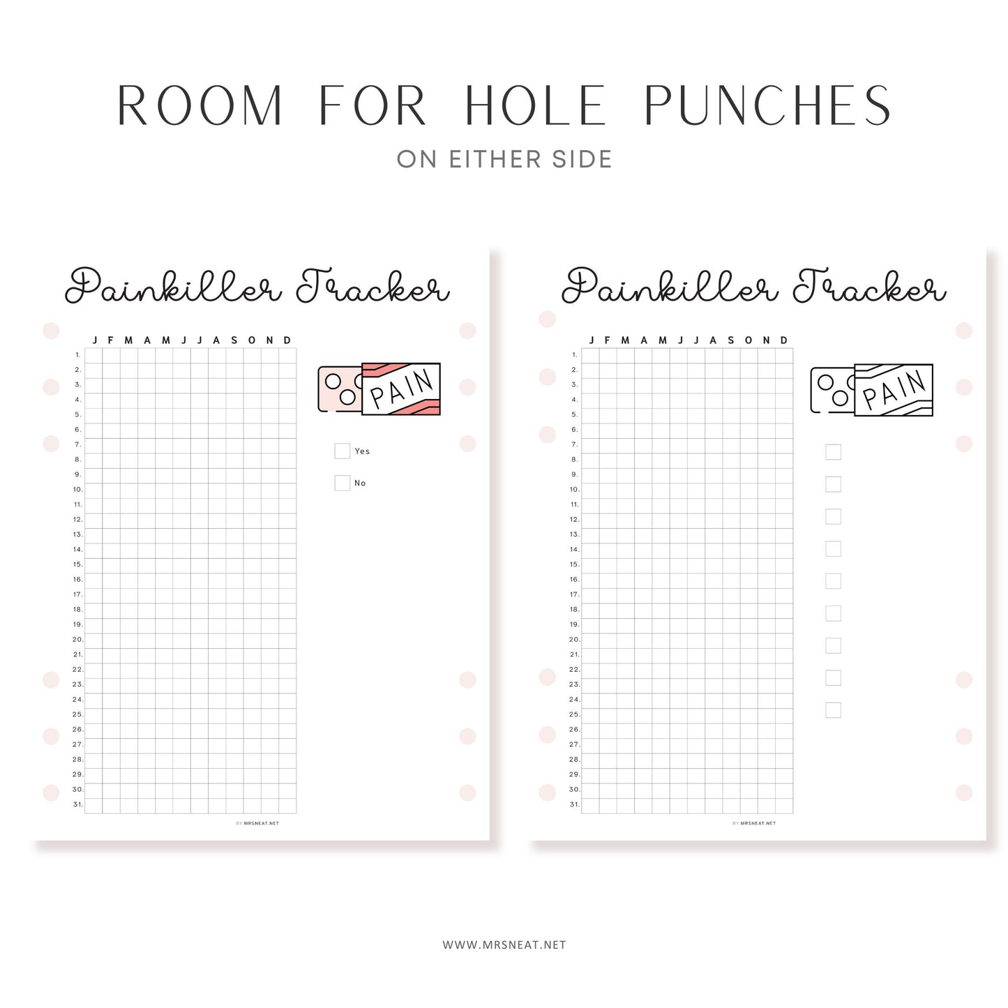 Painkiller Yearly Tracker, PRINTABLE Journal Page, Medication Tracker,  Health Tracker, Pill Tracker, Meds Tracker, Track Medication, Digital Planner, Printable Planner, A4, A5, Letter, Half Letter, Instant Download