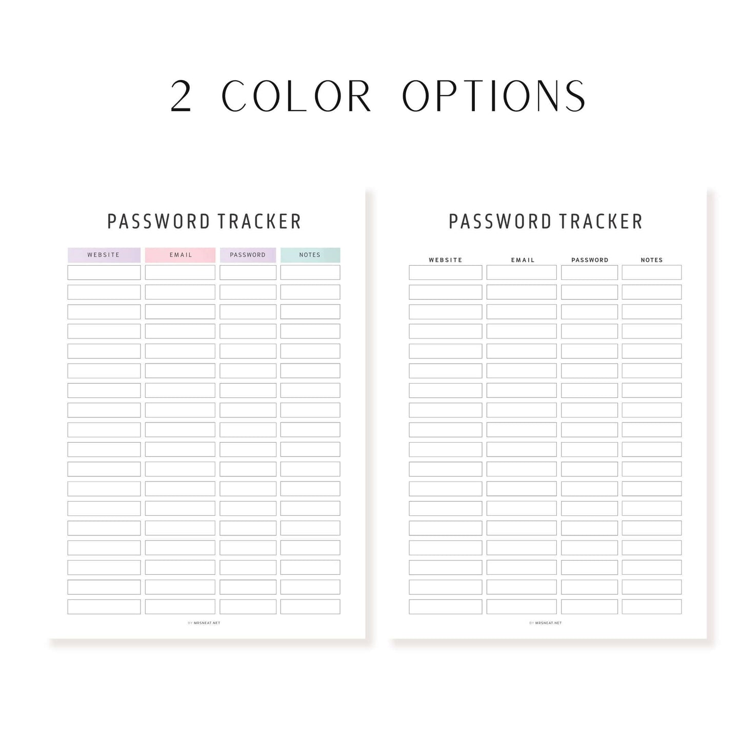 Beautiful Editable Password Tracker Template, 2 color options, PDF, Digital & Printable Planner