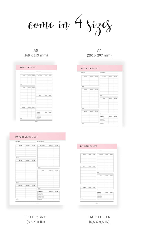 Printable Paycheck Budget Template Vol.02 – mrsneat
