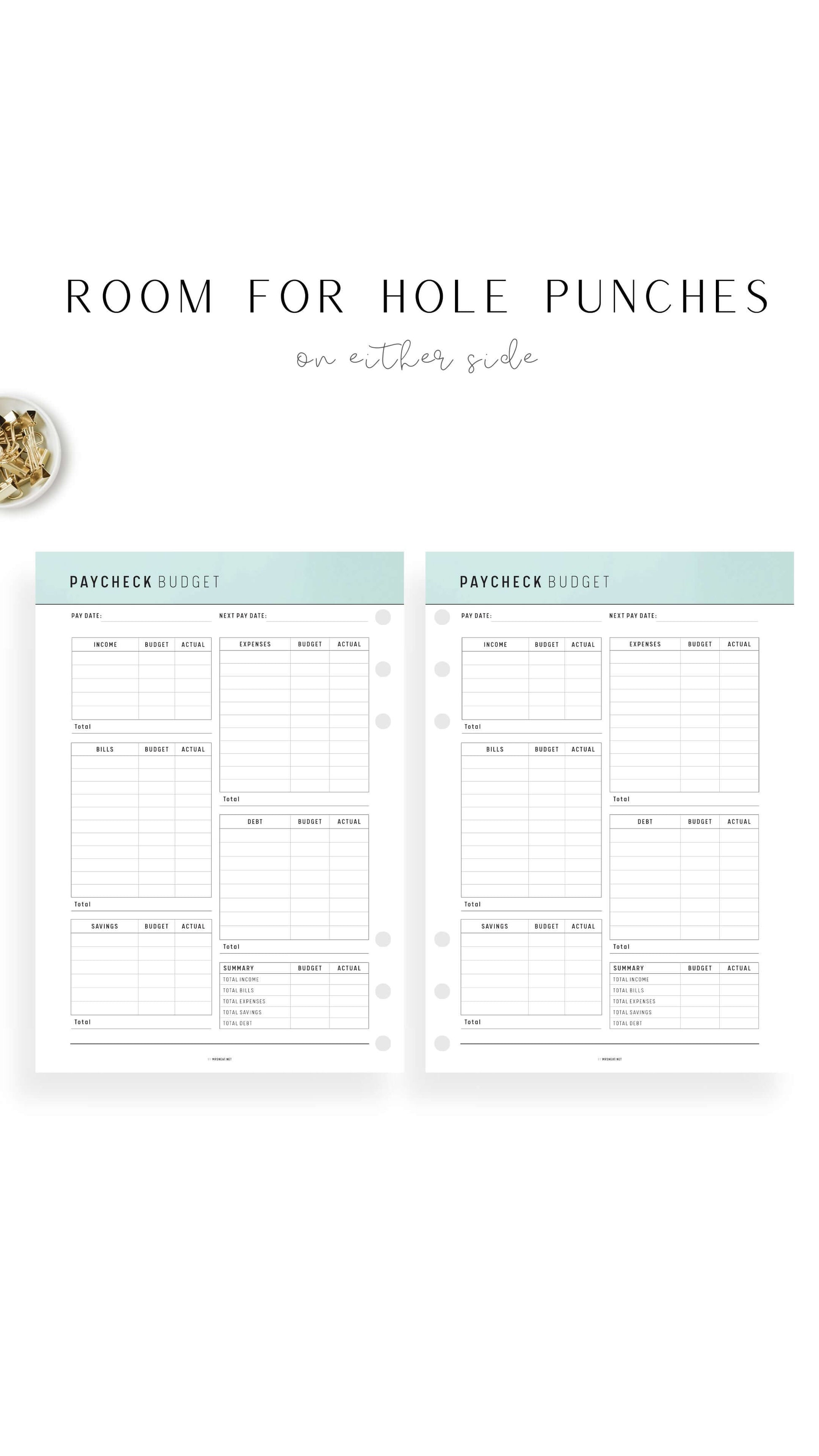 Printable Paycheck Budget Template