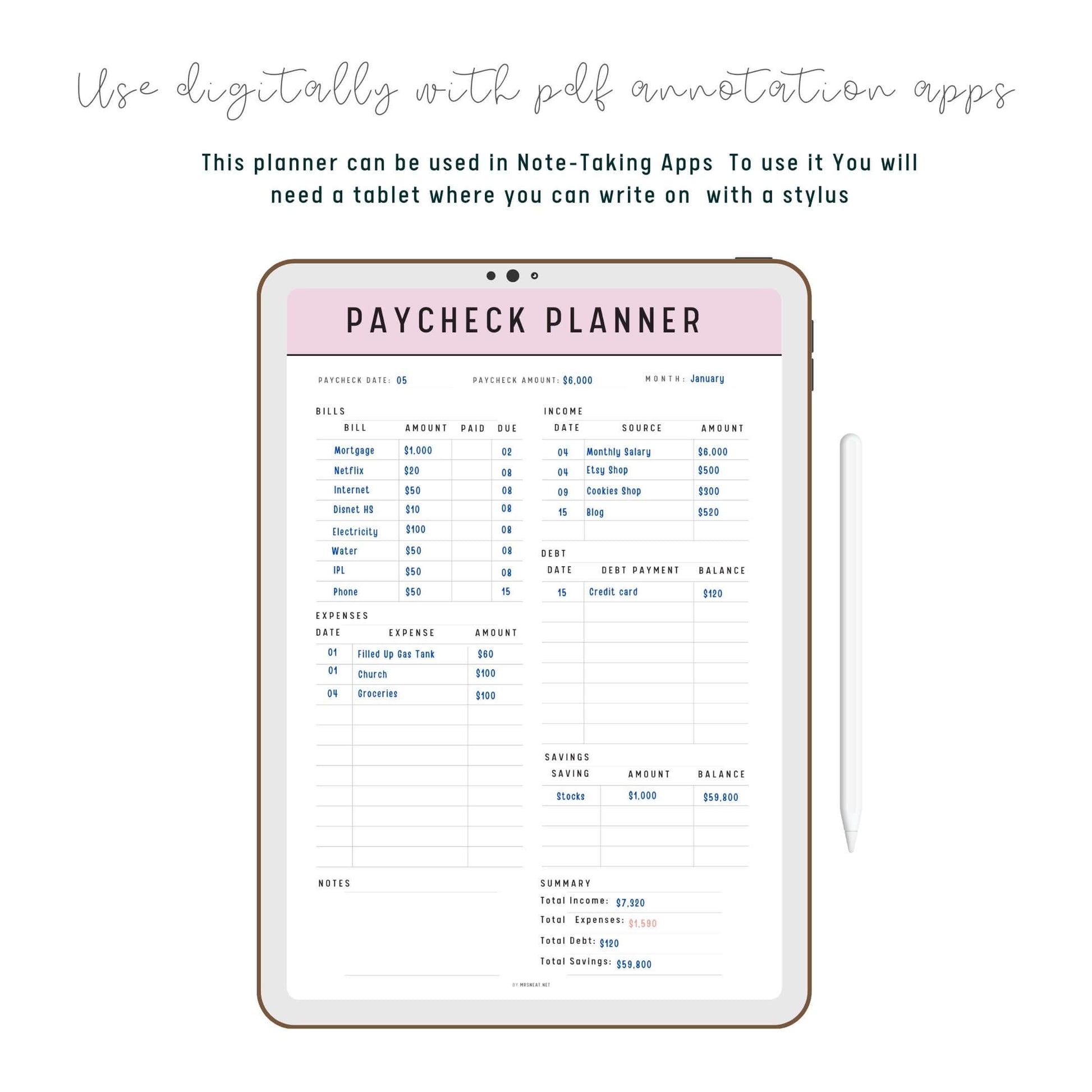 Paycheck Budget Template Printable, A4, A5, Letter, Half Letter, 5 color options included, Green, Peach, Blue, Pink, Minimalist Budget Planner Template, Digital Planner