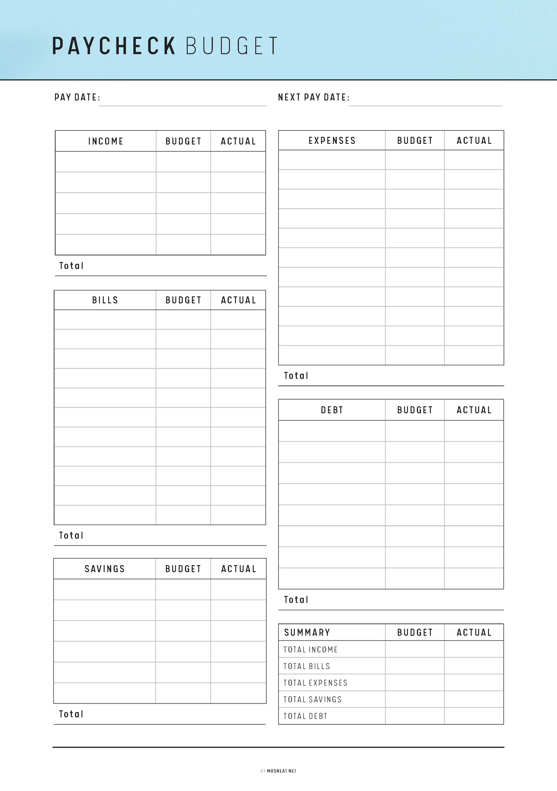 FILLABLE Paycheck Budget PRINTABLE: Monthly Budget Planner, 6 Colors, A4/A5/Letter/Half Letter (PDF), Paycheck Budget, Paycheck Planner, Paycheck Tracker, Monthly Budget Sheet, Paycheck Budget Card, Budget Planner, Paycheck Template, Paycheck Printable, Budget Template Page, Budget Printable, Monthly Budget Card, Bi-weekly Budget, Budget Overview