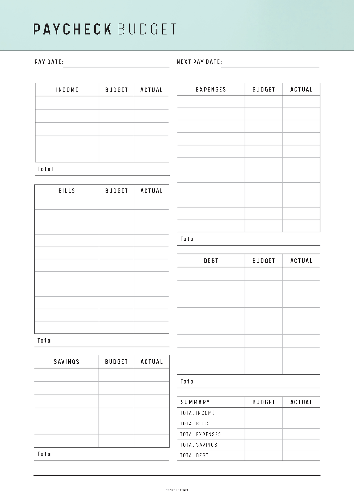 FILLABLE Paycheck Budget PRINTABLE: Monthly Budget Planner, 6 Colors, A4/A5/Letter/Half Letter (PDF), Paycheck Budget, Paycheck Planner, Paycheck Tracker, Monthly Budget Sheet, Paycheck Budget Card, Budget Planner, Paycheck Template, Paycheck Printable, Budget Template Page, Budget Printable, Monthly Budget Card, Bi-weekly Budget, Budget Overview