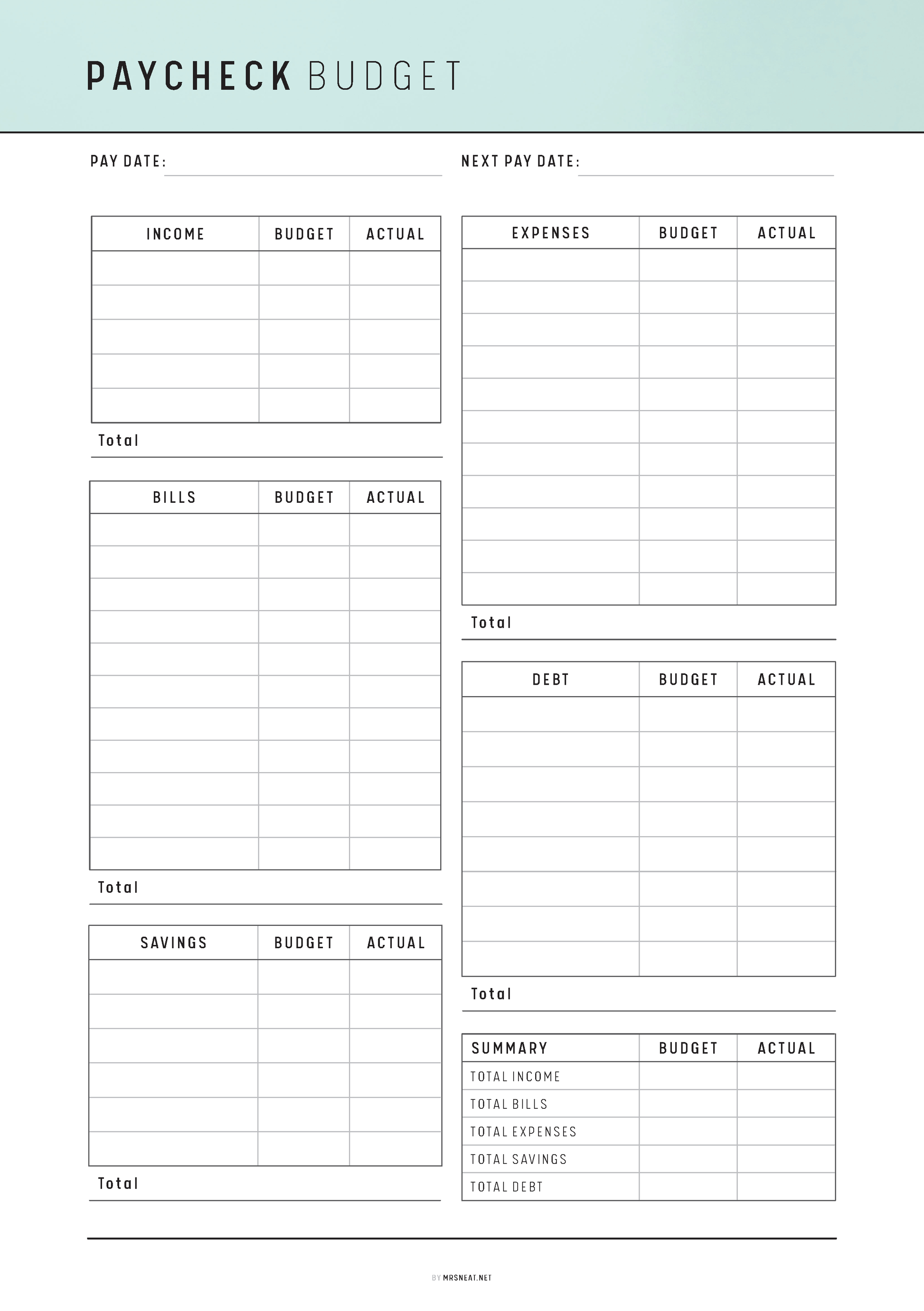 FILLABLE Paycheck Budget PRINTABLE: Monthly Budget Planner, 6 Colors, A4/A5/Letter/Half Letter (PDF), Paycheck Budget, Paycheck Planner, Paycheck Tracker, Monthly Budget Sheet, Paycheck Budget Card, Budget Planner, Paycheck Template, Paycheck Printable, Budget Template Page, Budget Printable, Monthly Budget Card, Bi-weekly Budget, Budget Overview
