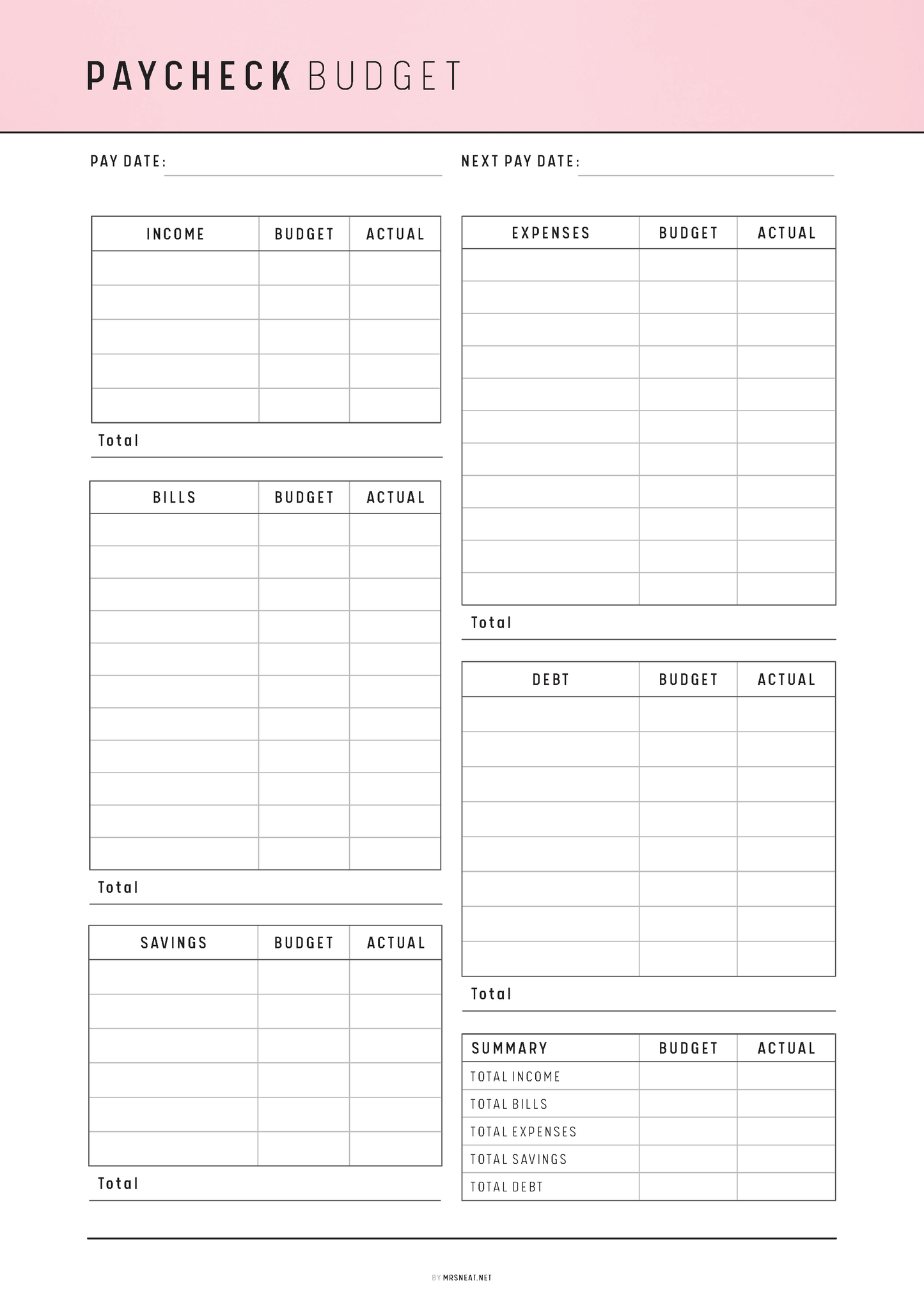 FILLABLE Paycheck Budget PRINTABLE: Monthly Budget Planner, 6 Colors, A4/A5/Letter/Half Letter (PDF), Paycheck Budget, Paycheck Planner, Paycheck Tracker, Monthly Budget Sheet, Paycheck Budget Card, Budget Planner, Paycheck Template, Paycheck Printable, Budget Template Page, Budget Printable, Monthly Budget Card, Bi-weekly Budget, Budget Overview