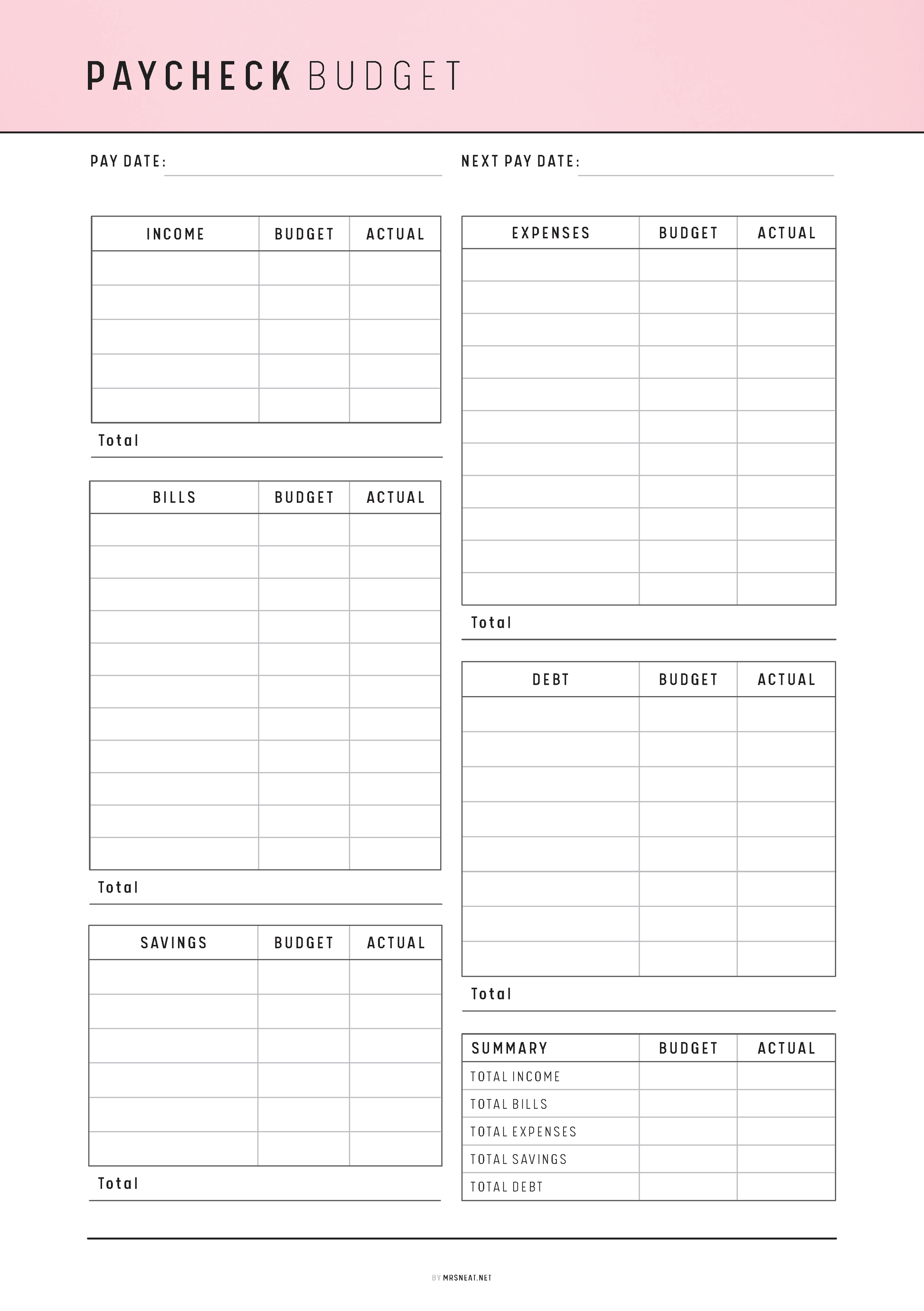 FILLABLE Paycheck Budget PRINTABLE: Monthly Budget Planner, 6 Colors, A4/A5/Letter/Half Letter (PDF), Paycheck Budget, Paycheck Planner, Paycheck Tracker, Monthly Budget Sheet, Paycheck Budget Card, Budget Planner, Paycheck Template, Paycheck Printable, Budget Template Page, Budget Printable, Monthly Budget Card, Bi-weekly Budget, Budget Overview