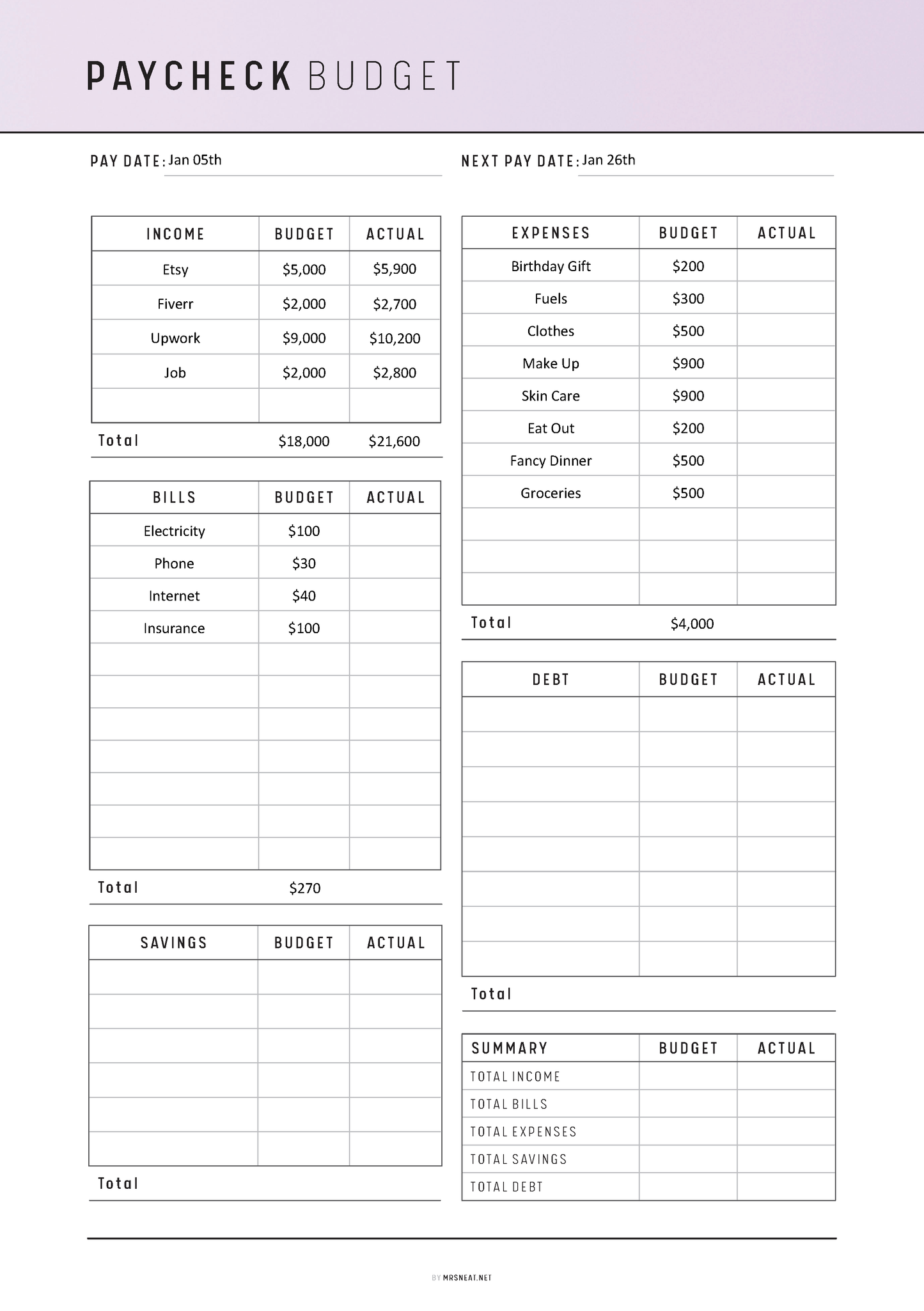 FILLABLE Paycheck Budget PRINTABLE: Monthly Budget Planner, 6 Colors, A4/A5/Letter/Half Letter (PDF), Paycheck Budget, Paycheck Planner, Paycheck Tracker, Monthly Budget Sheet, Paycheck Budget Card, Budget Planner, Paycheck Template, Paycheck Printable, Budget Template Page, Budget Printable, Monthly Budget Card, Bi-weekly Budget, Budget Overview