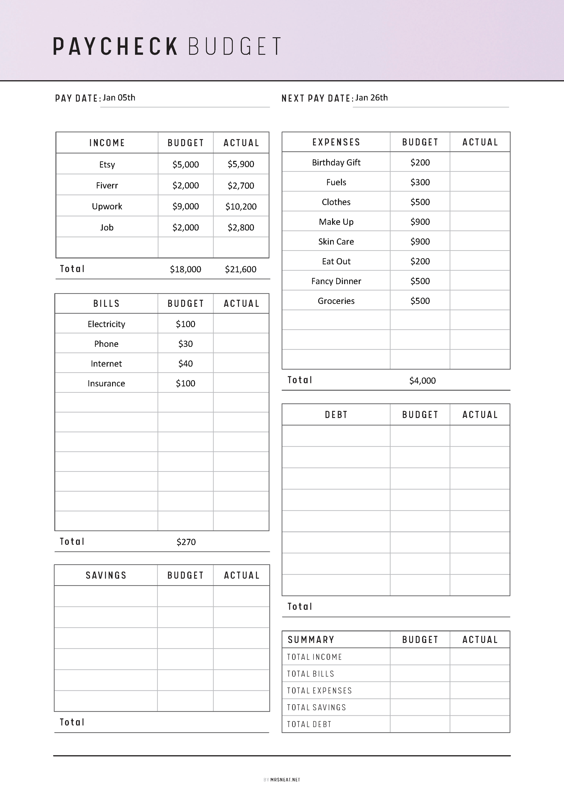 FILLABLE Paycheck Budget PRINTABLE: Monthly Budget Planner, 6 Colors, A4/A5/Letter/Half Letter (PDF), Paycheck Budget, Paycheck Planner, Paycheck Tracker, Monthly Budget Sheet, Paycheck Budget Card, Budget Planner, Paycheck Template, Paycheck Printable, Budget Template Page, Budget Printable, Monthly Budget Card, Bi-weekly Budget, Budget Overview