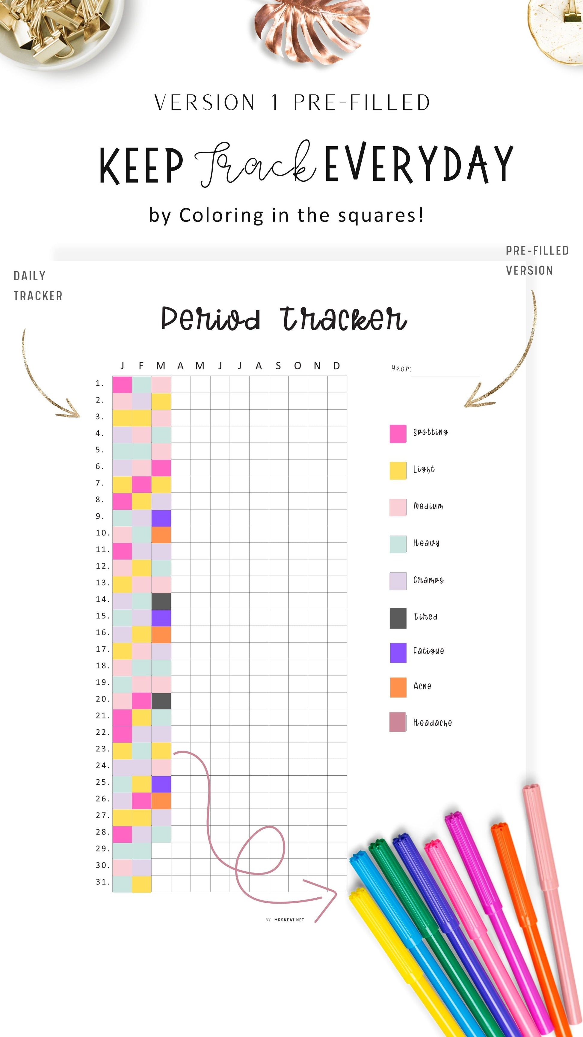 One Year Period Tracker Template PDF