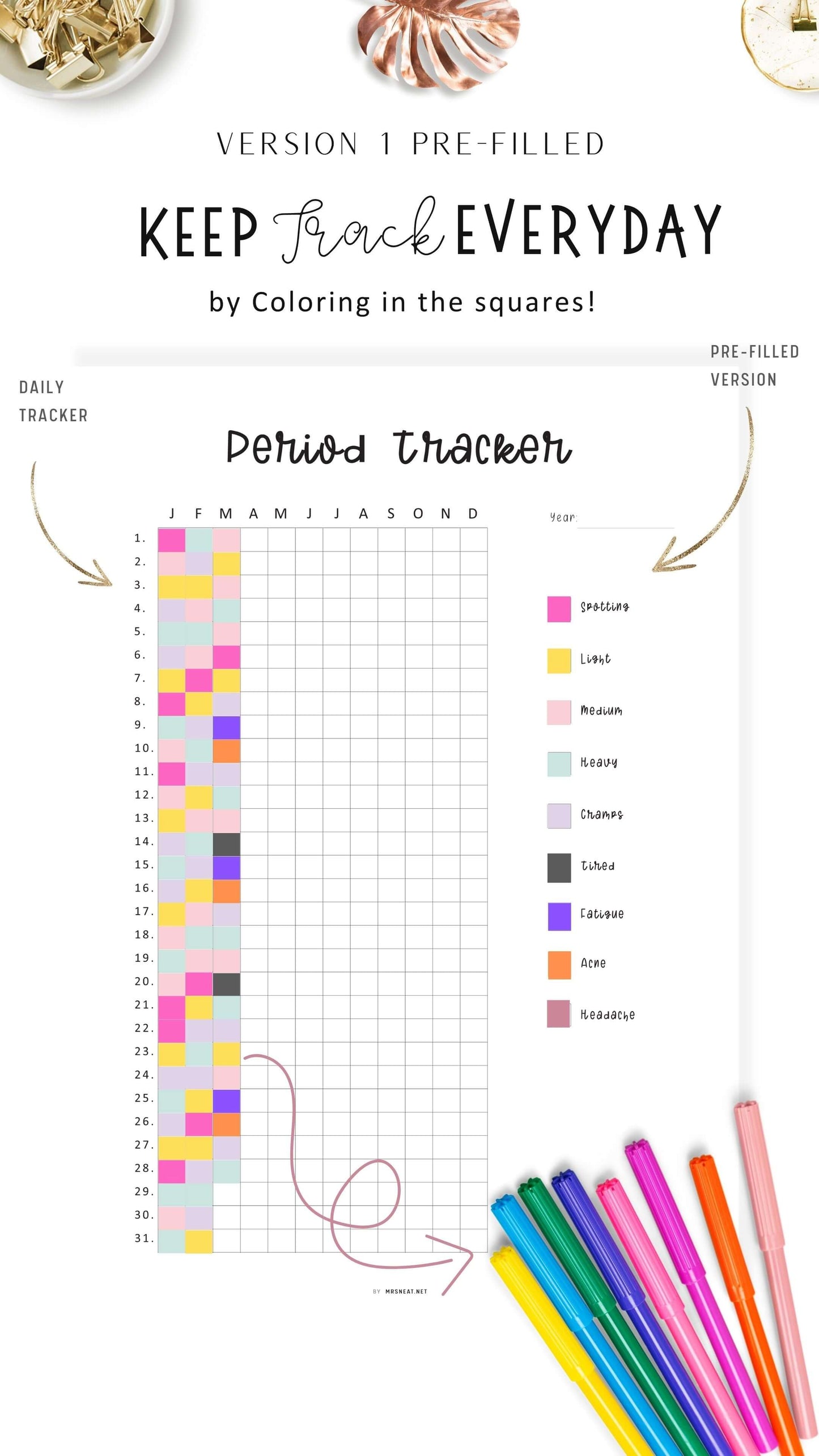 One Year Period Tracker Template PDF