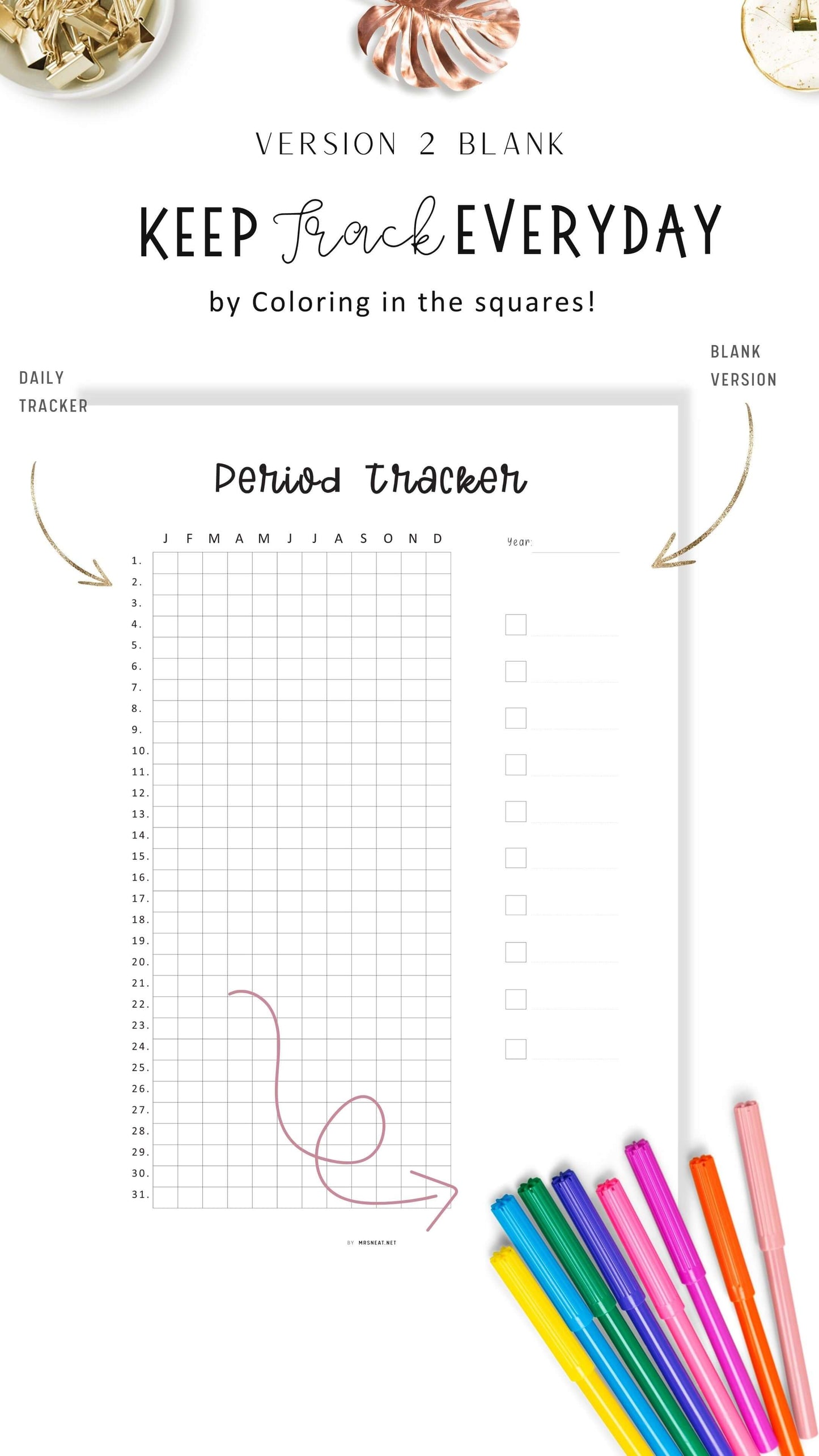 One Year Period Tracker Printable PDF