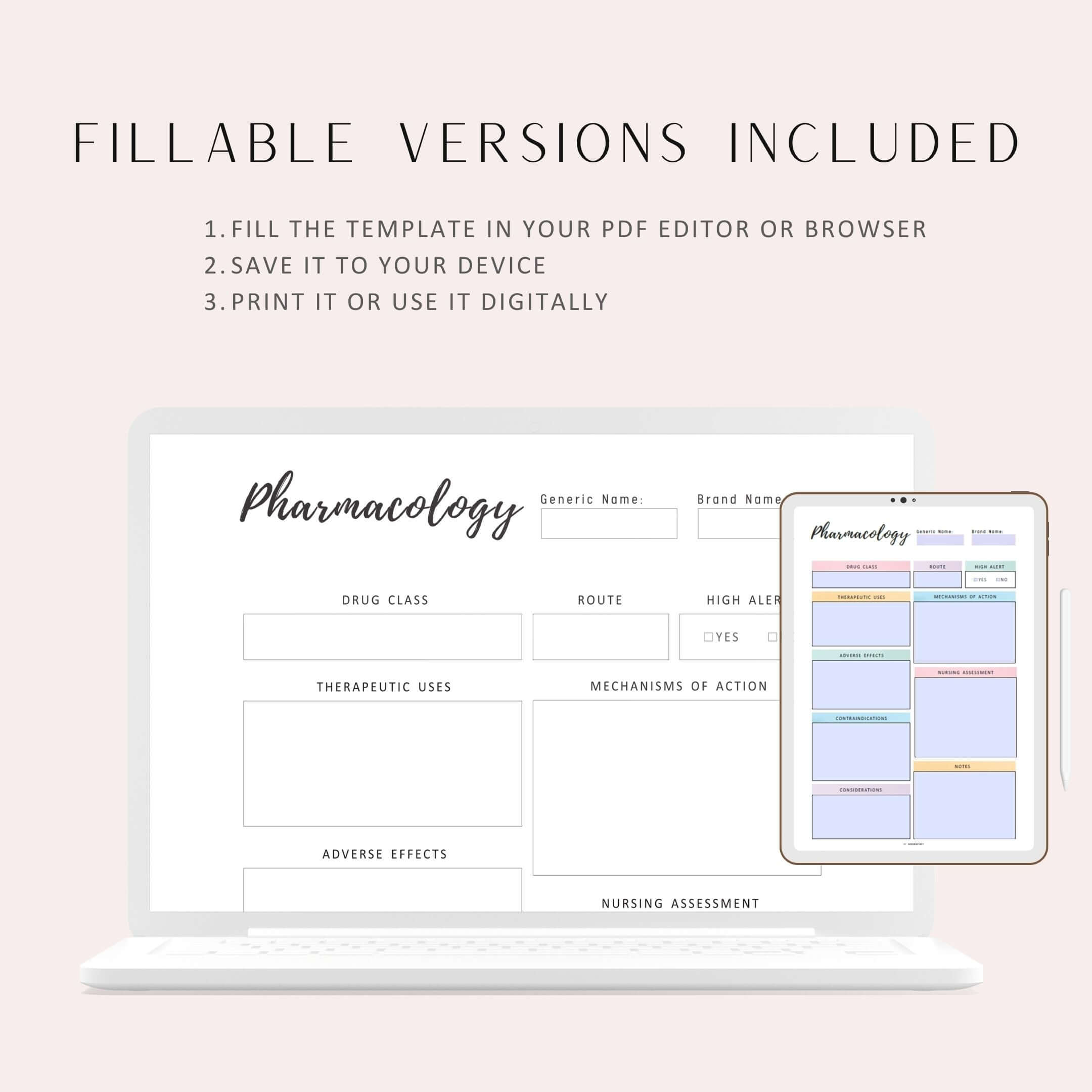 Pharmacology Notes Template Printable – mrsneat