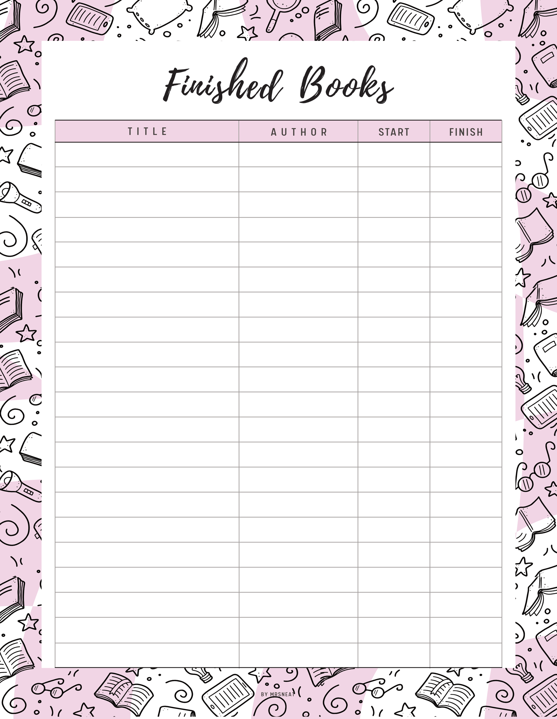 Books I have Read Template Printable, 5 colors ; Peach, Pink, Blue, Green, Neutral, 4 sizes ; A4, A5, Letter, Half Letter, Digital Planner