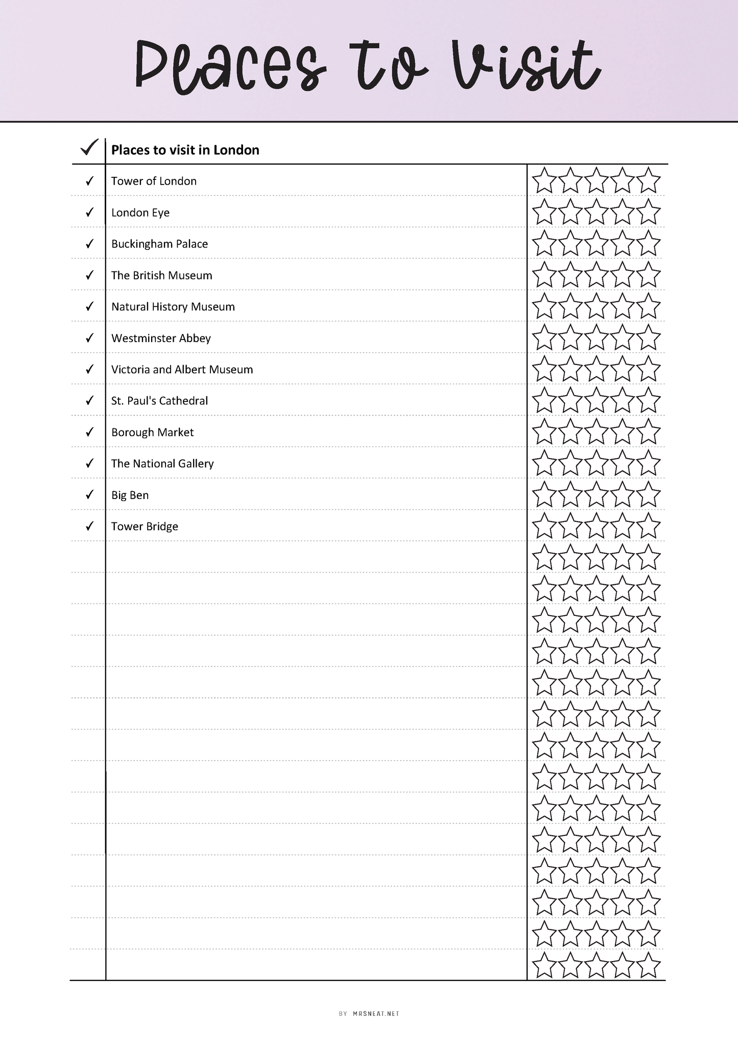 Fillable Places To Visit Template Printable, Places to visit List, Best Places Log, Travel Tracker, PDF, 6 colors, A4/A5/Letter/Half Letter