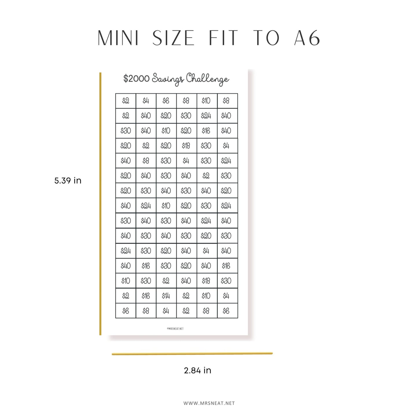 Printable 2000, 1000 Dollar Savings Challenge & 100 Envelope Challenge, Fit A6 Size, 3 Challenges in One Sheet, Instant Download, Digital Download