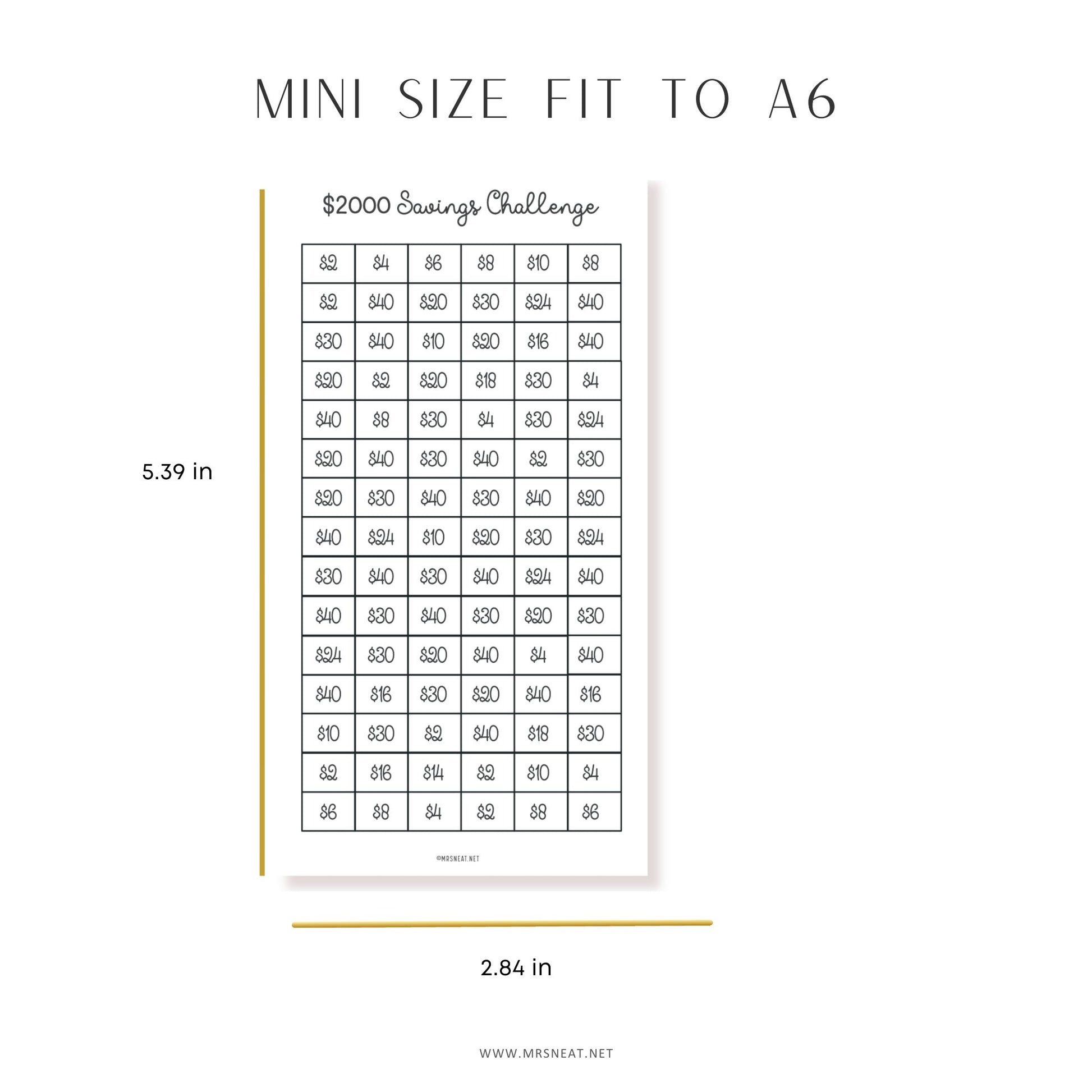 Printable 2000, 1000 Dollar Savings Challenge & 100 Envelope Challenge, Fit A6 Size, 3 Challenges in One Sheet, Instant Download, Digital Download