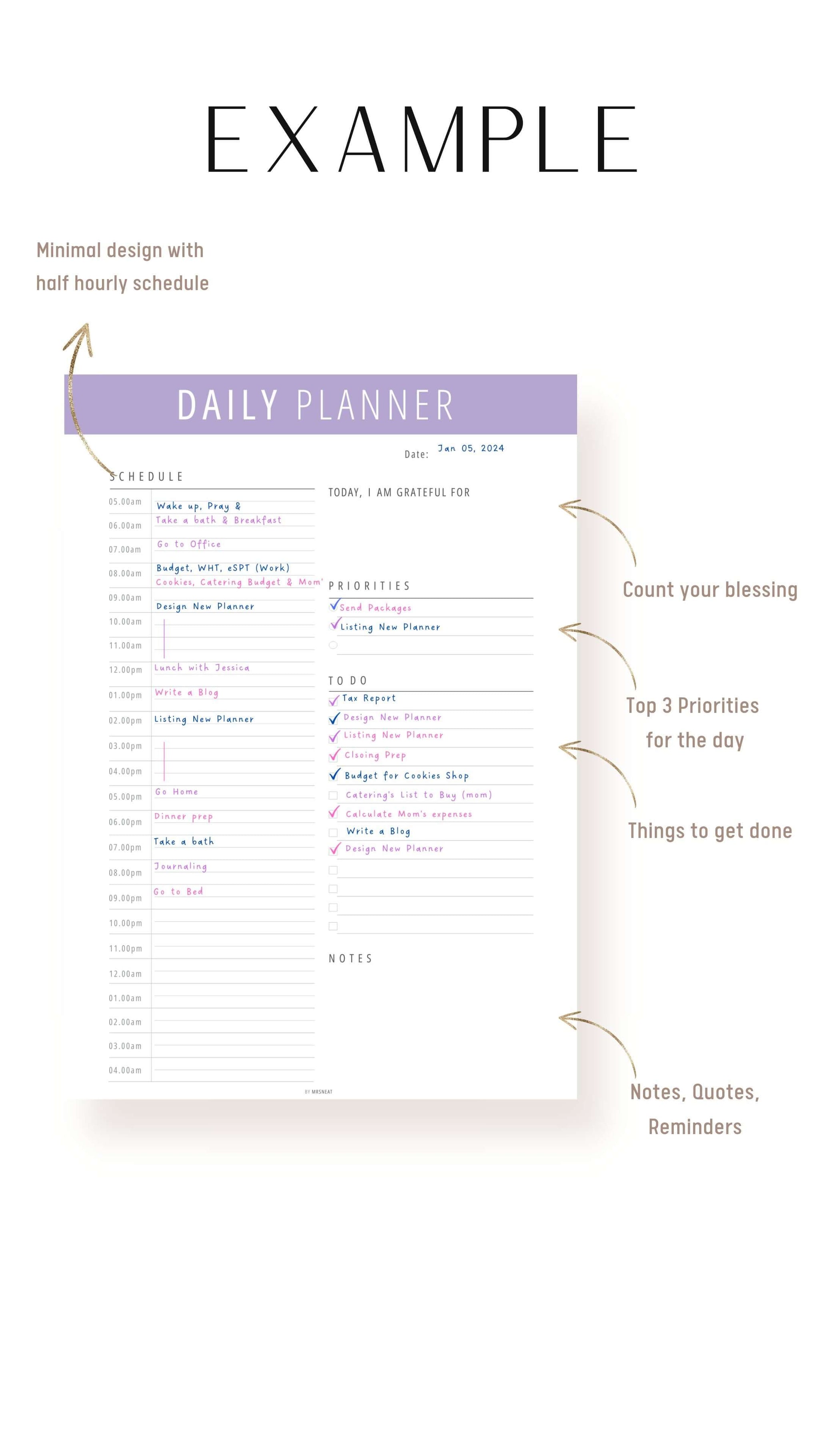 24 Hour Daily Schedule Template mrsneat