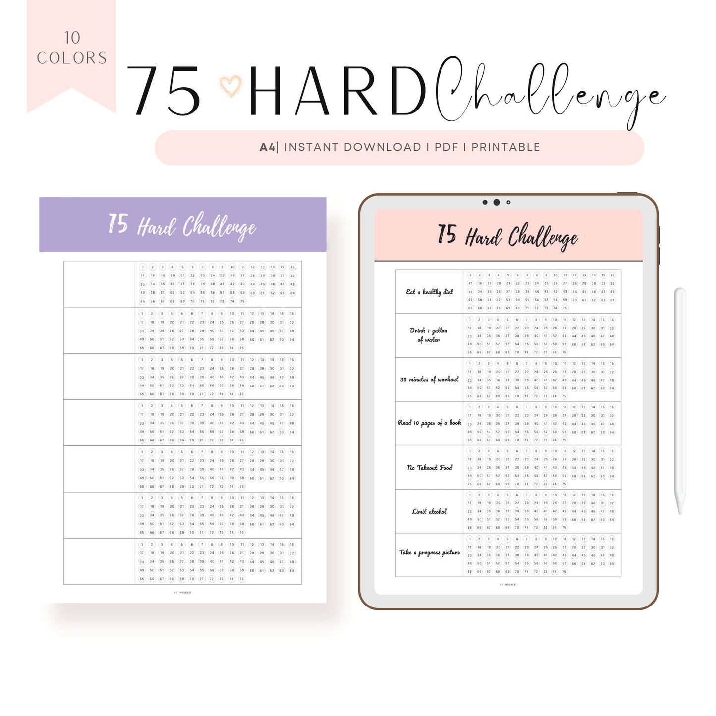 Printable 75 Hard Challenge Template