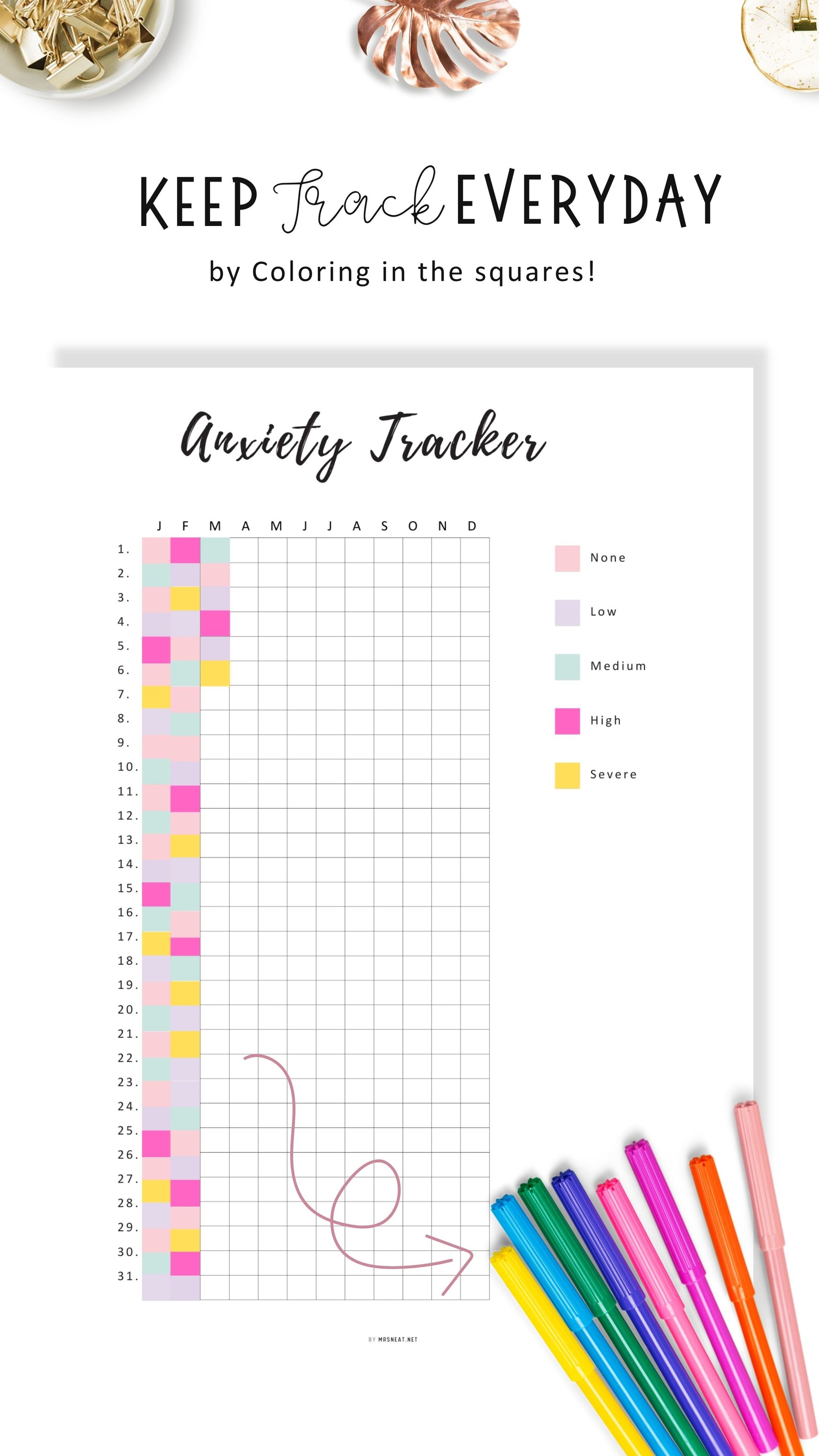 How to use Yearly Anxiety Tracker Template Printable