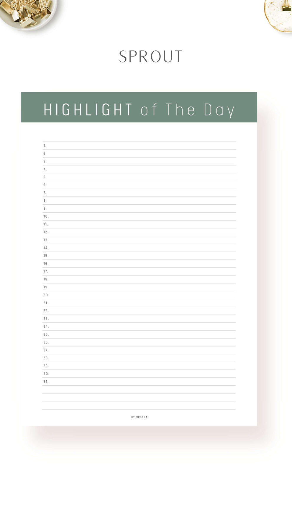 Printable Highlight of The Day Template - M259 – mrsneat