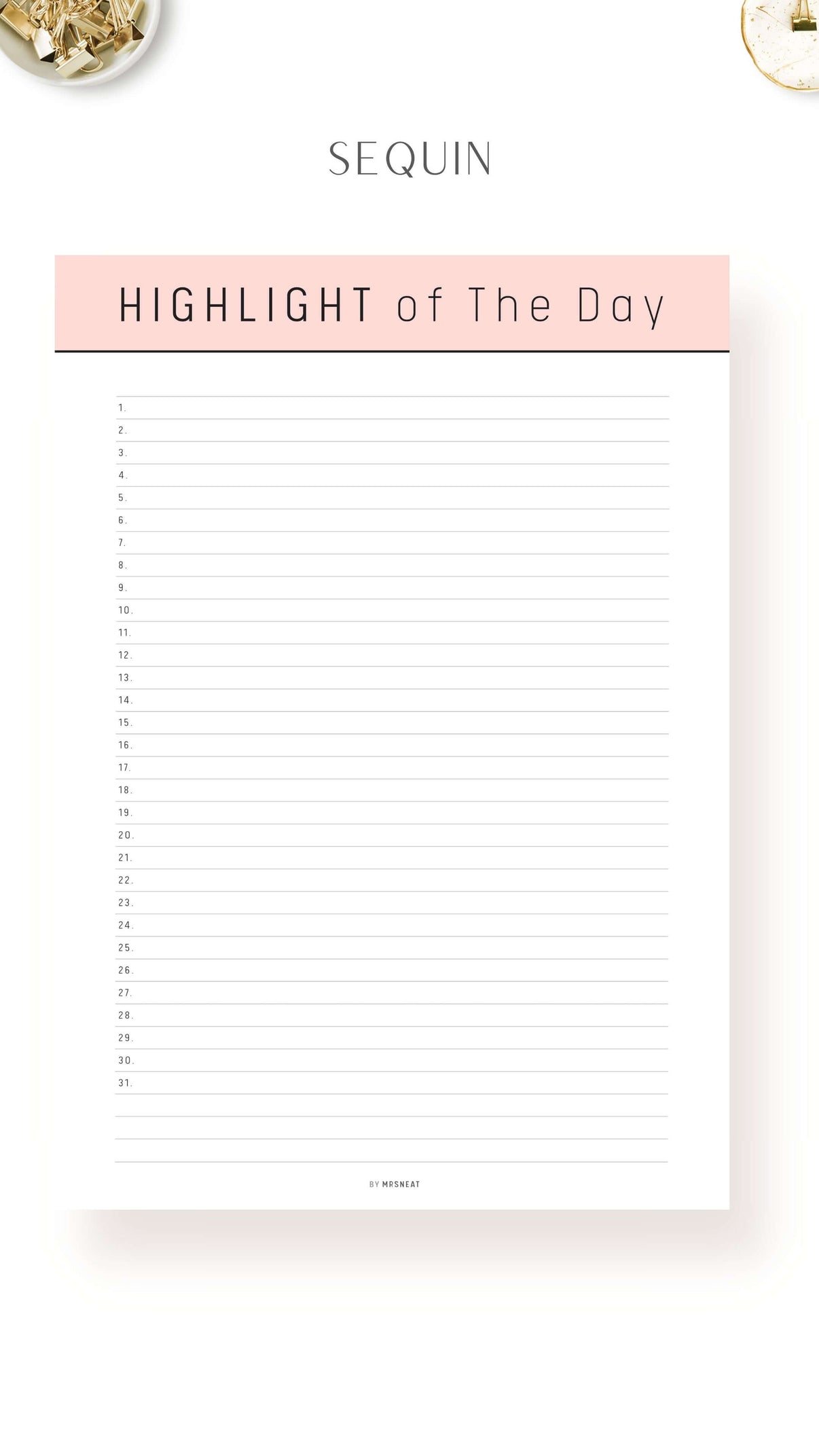 Printable Highlight of The Day Template mrsneat Printable Highlight of The Day Template mrsneat