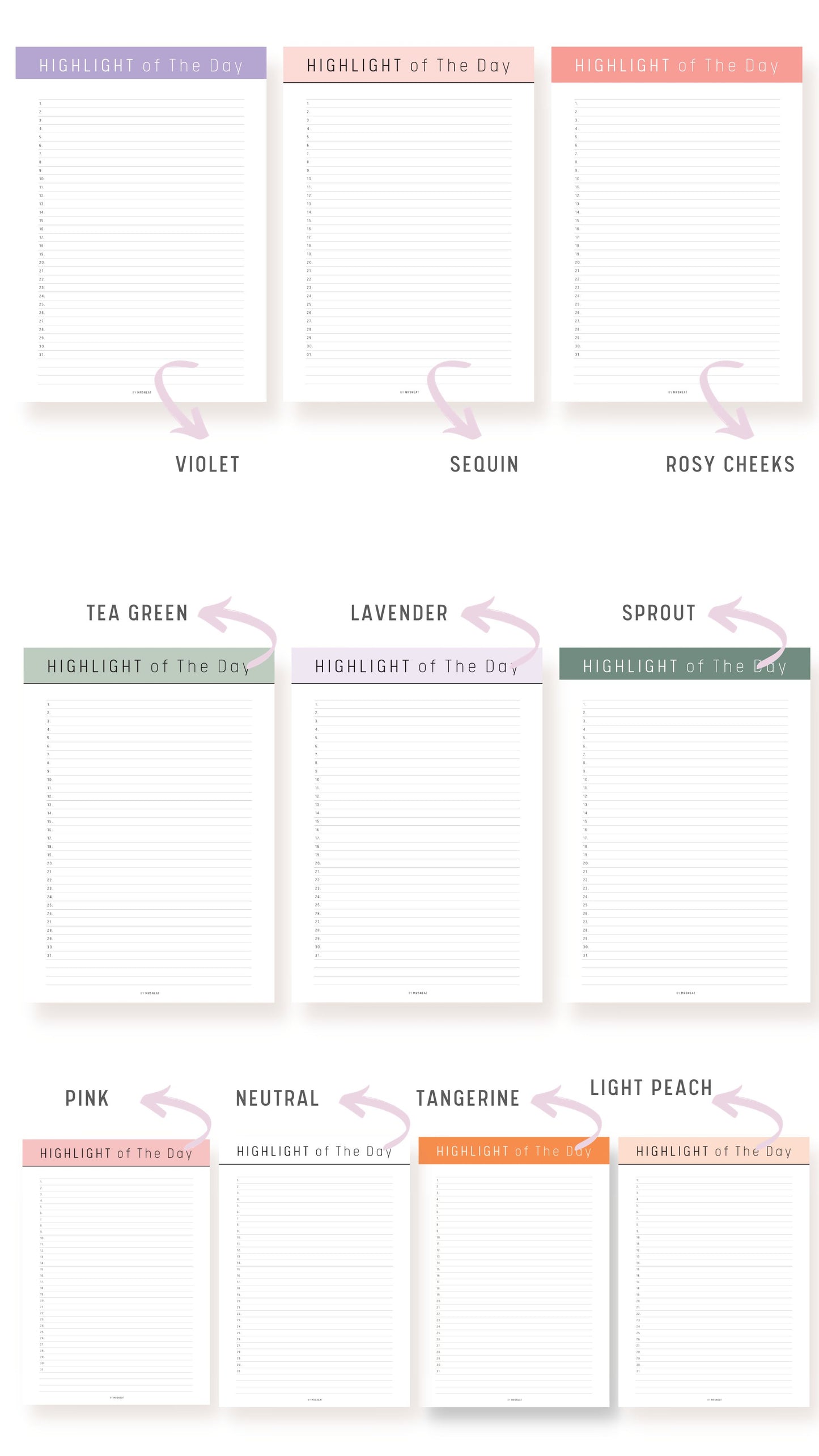 Colorful Printable Highlight of The Day Template