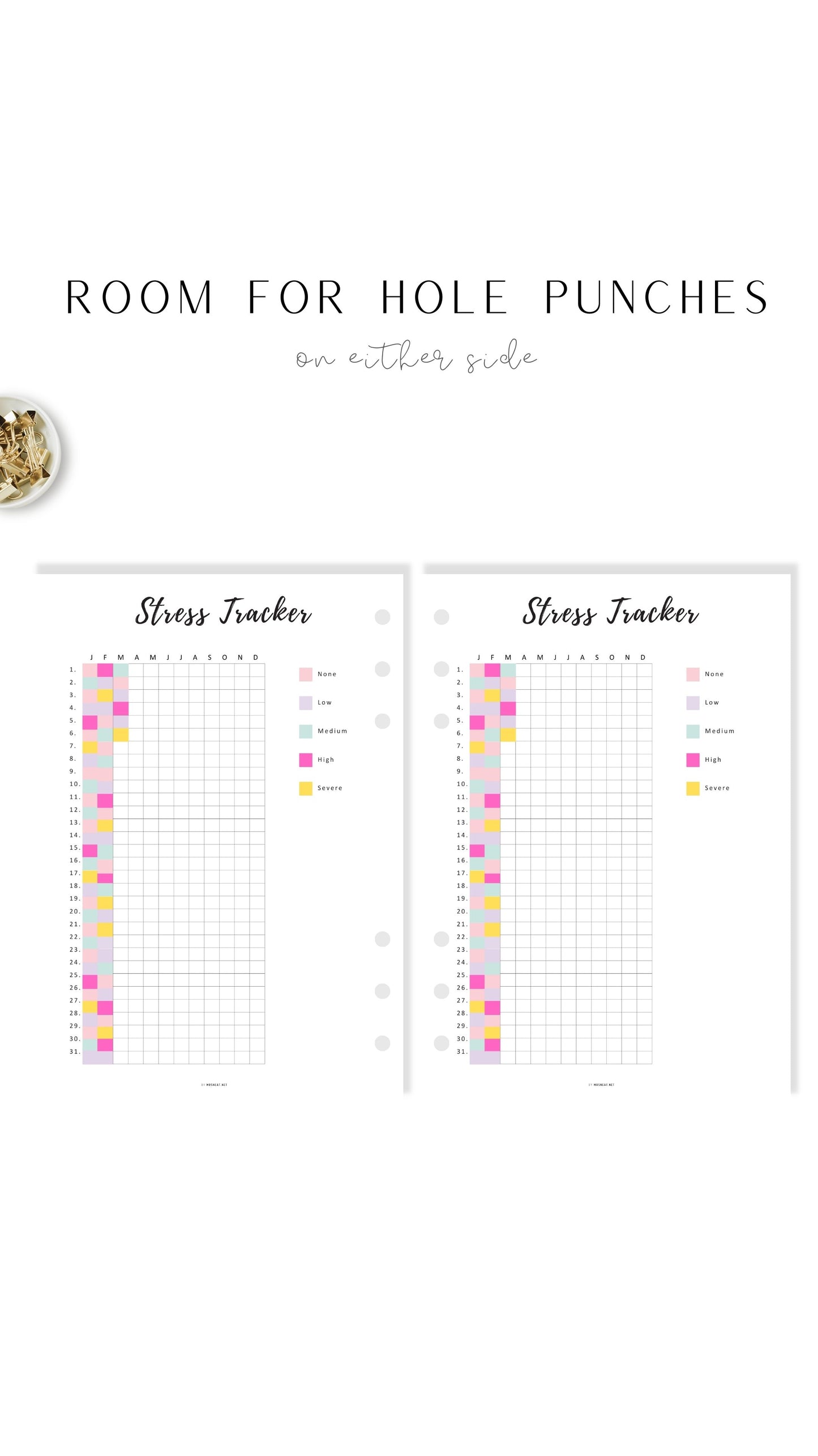 Printable Stress Tracker One Year Template