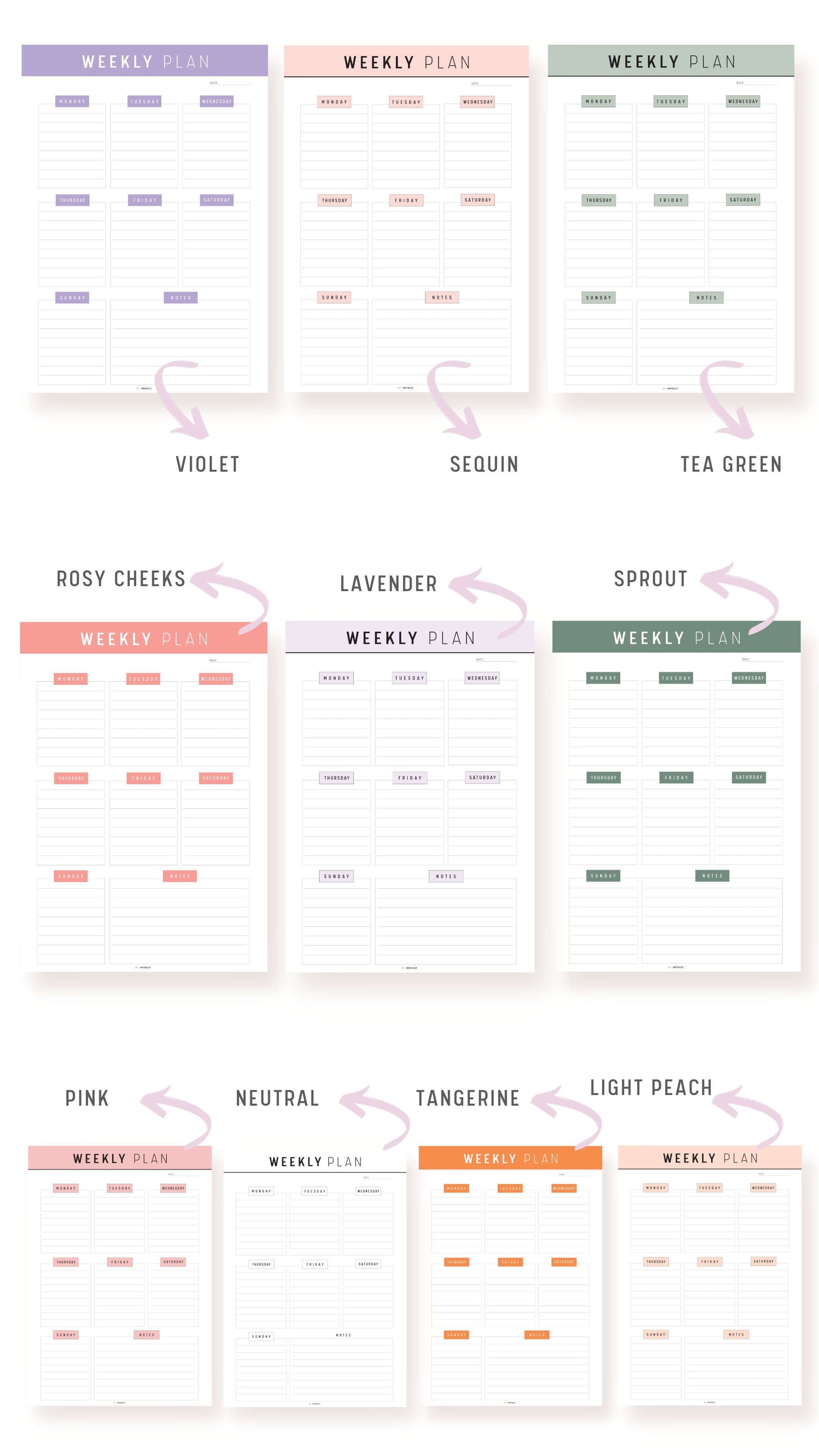 Colorful Printable Weekly Planner Template Pdf