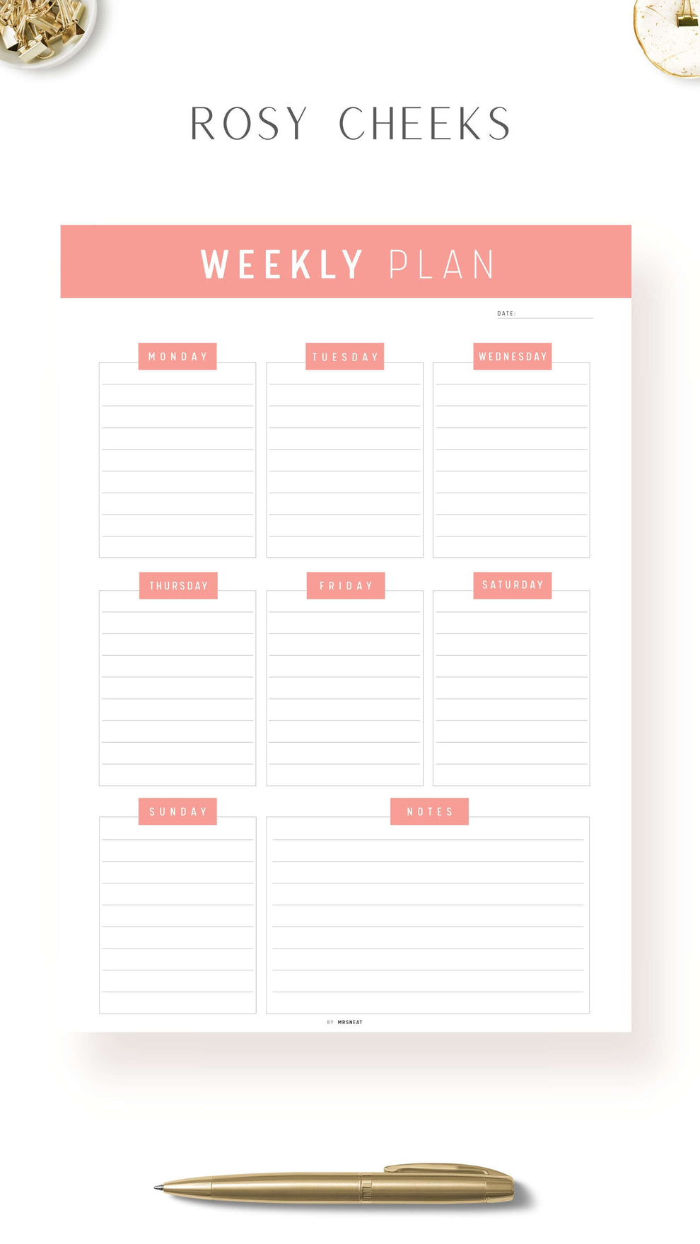 Printable Weekly Planner Pdf - M256 – mrsneat